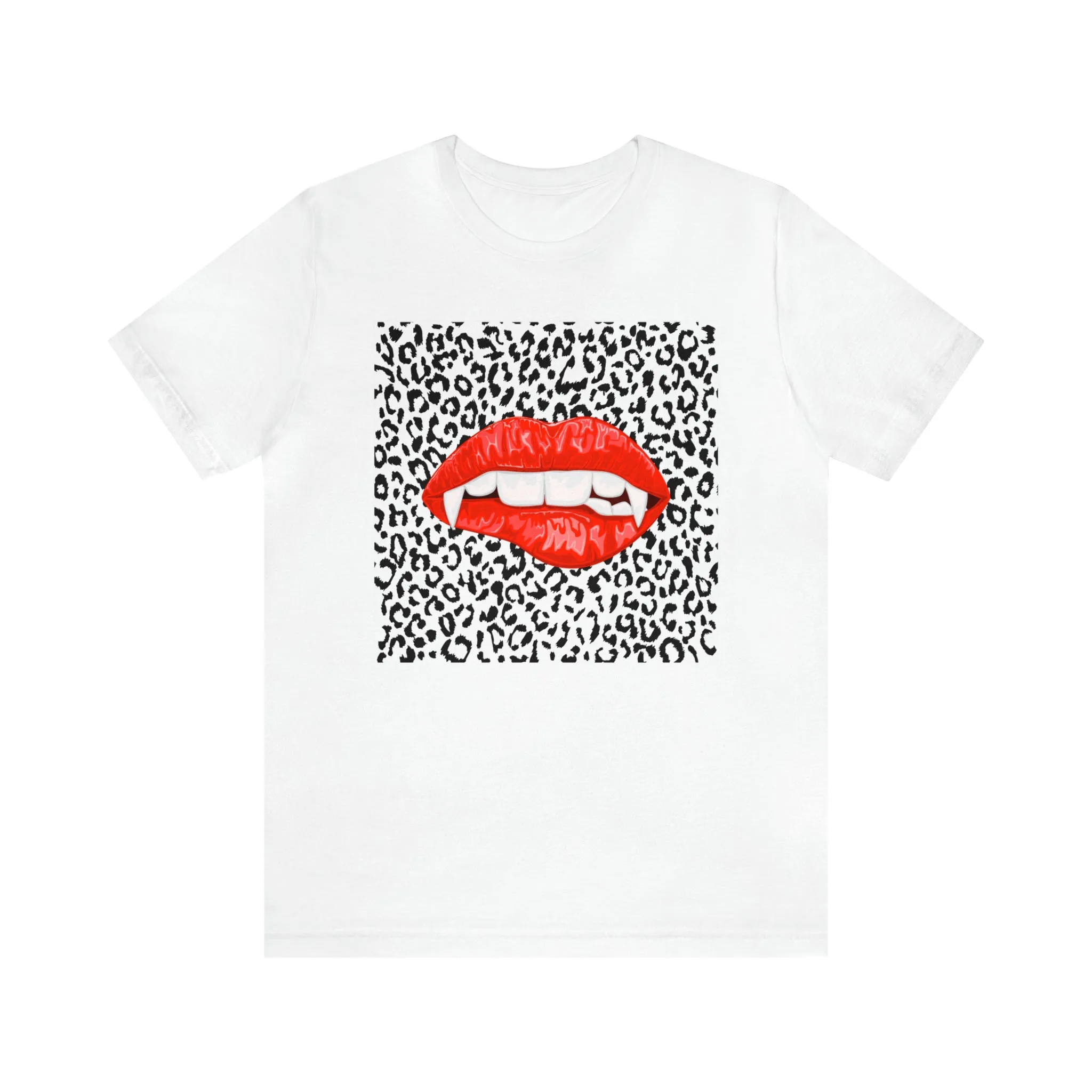 Bite Me Fangs Leopard Unisex Tee sold by Always Stylish Mama product image thumbnail 3