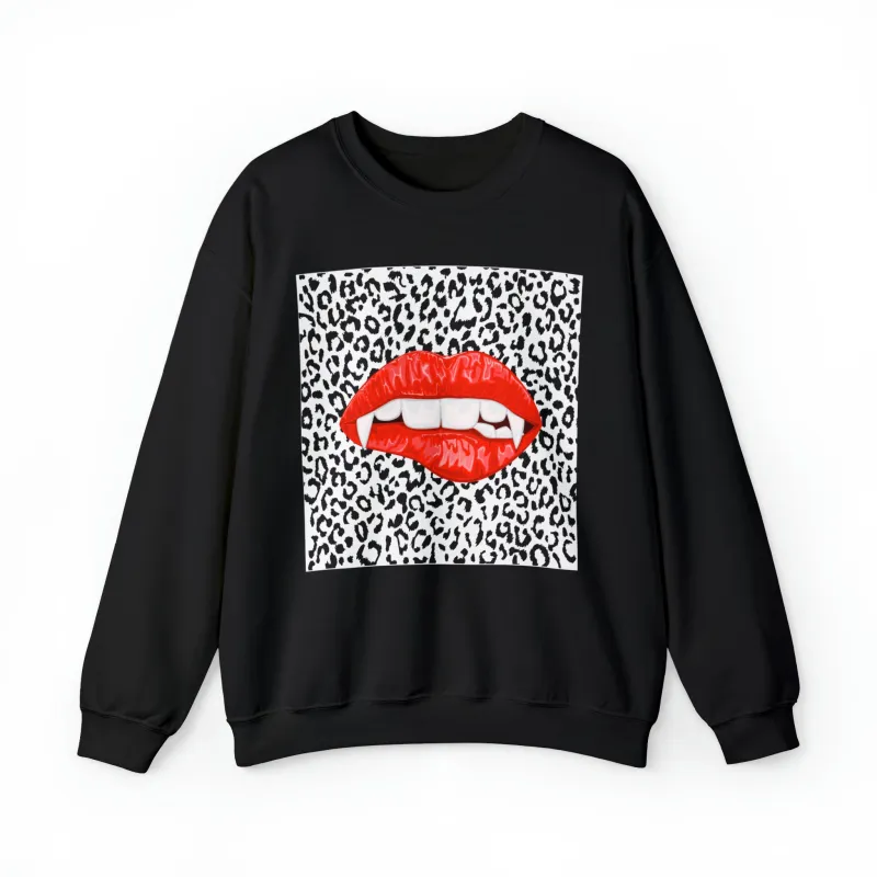 Bite Me Fangs Leopard Unisex Sweatshirt sold by Always Stylish Mama