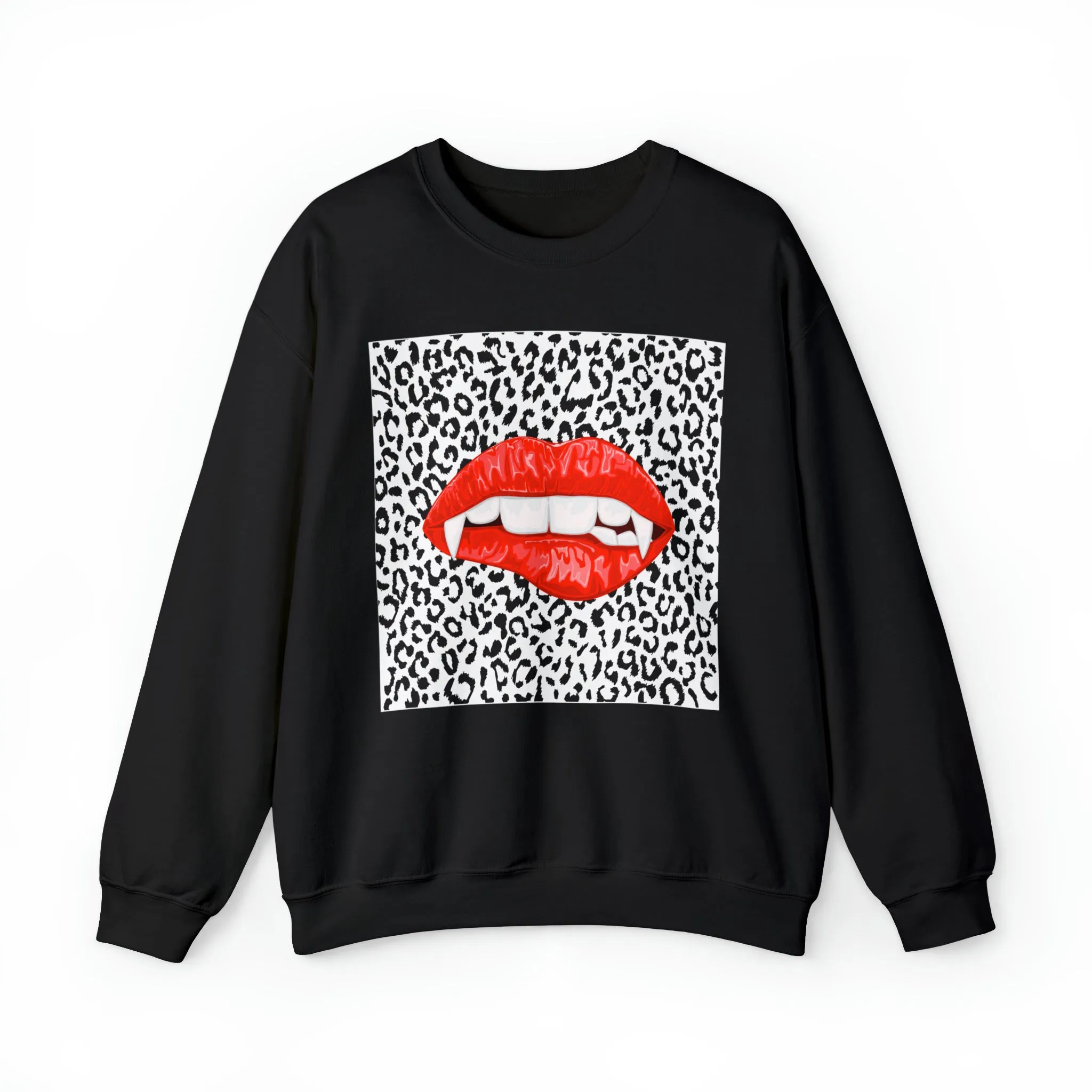 Bite Me Fangs Leopard Unisex Sweatshirt sold by Always Stylish Mama
