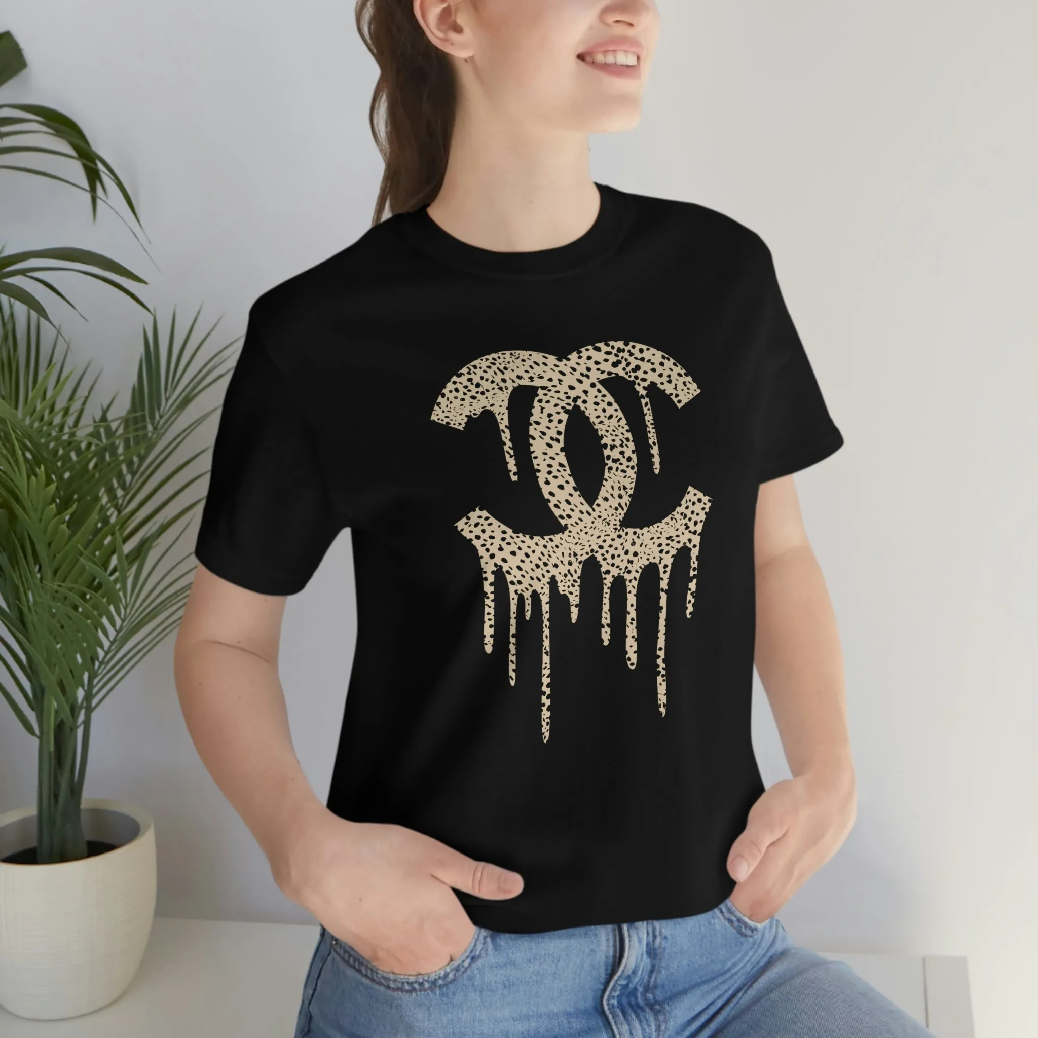 Cheetah Double C Drip Unisex Tee sold by Always Stylish Mama product image thumbnail 5