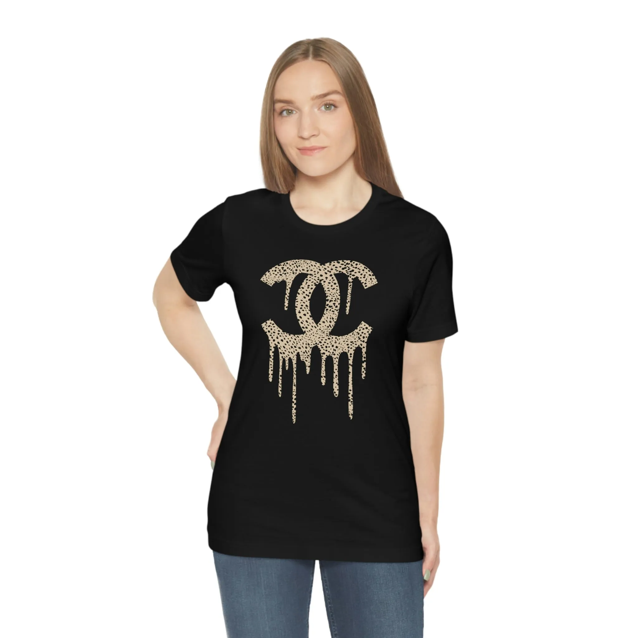 Cheetah Double C Drip Unisex Tee sold by Always Stylish Mama product image thumbnail 4