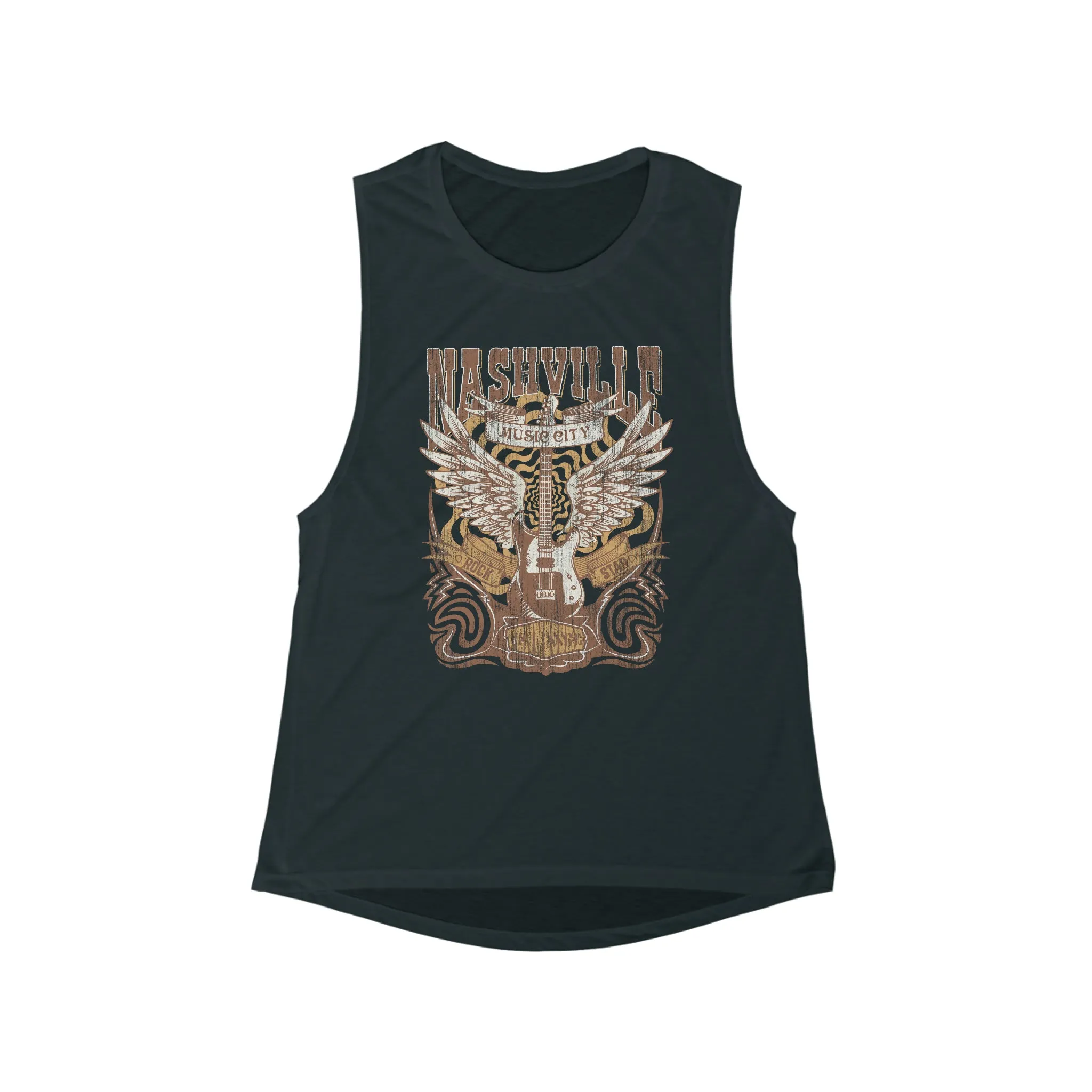 Nashville Music City Women's Flowy Scoop Muscle Tank sold by Always Stylish Mama product image thumbnail 3