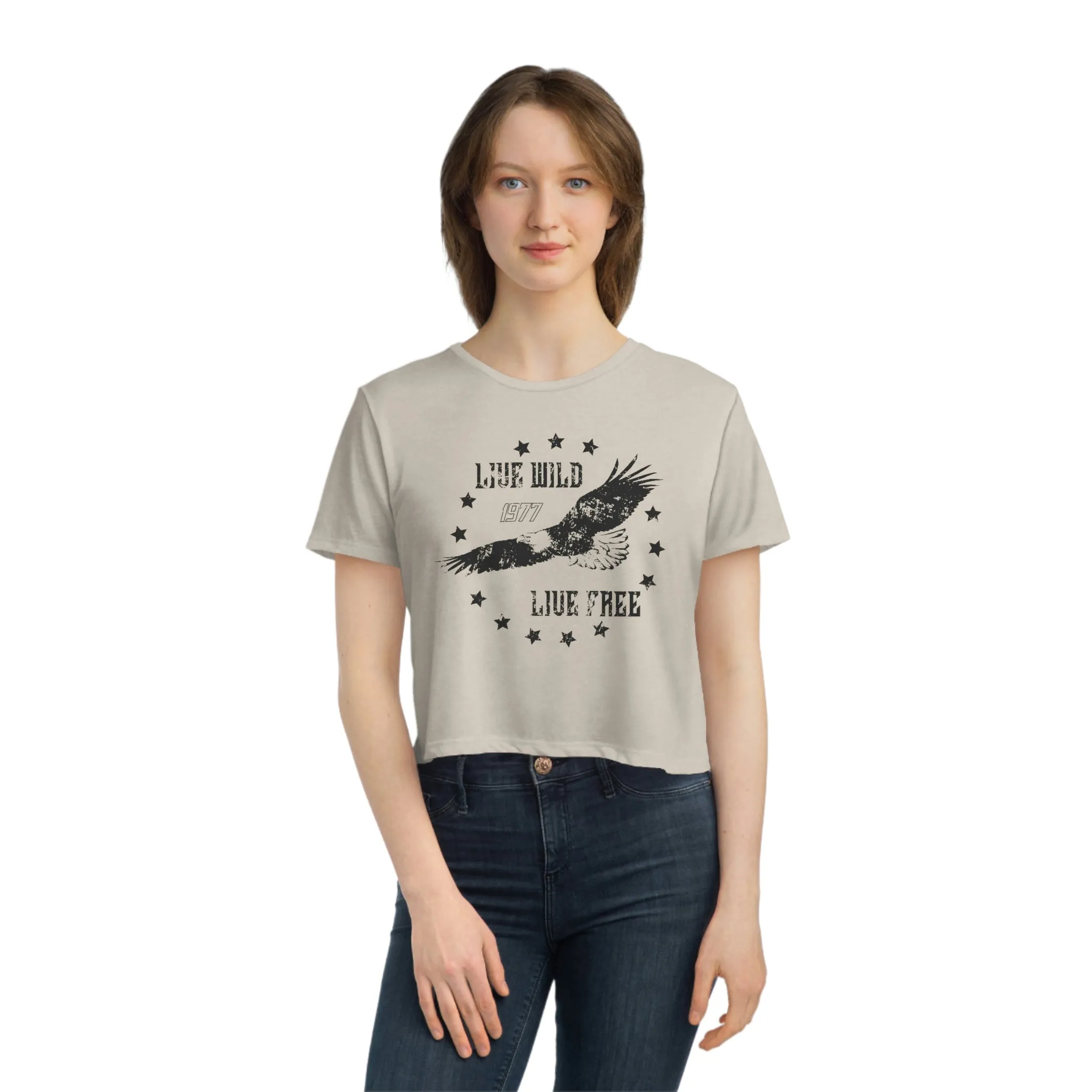 Live Wild Eagle Cropped Tee sold by Always Stylish Mama product image thumbnail 4
