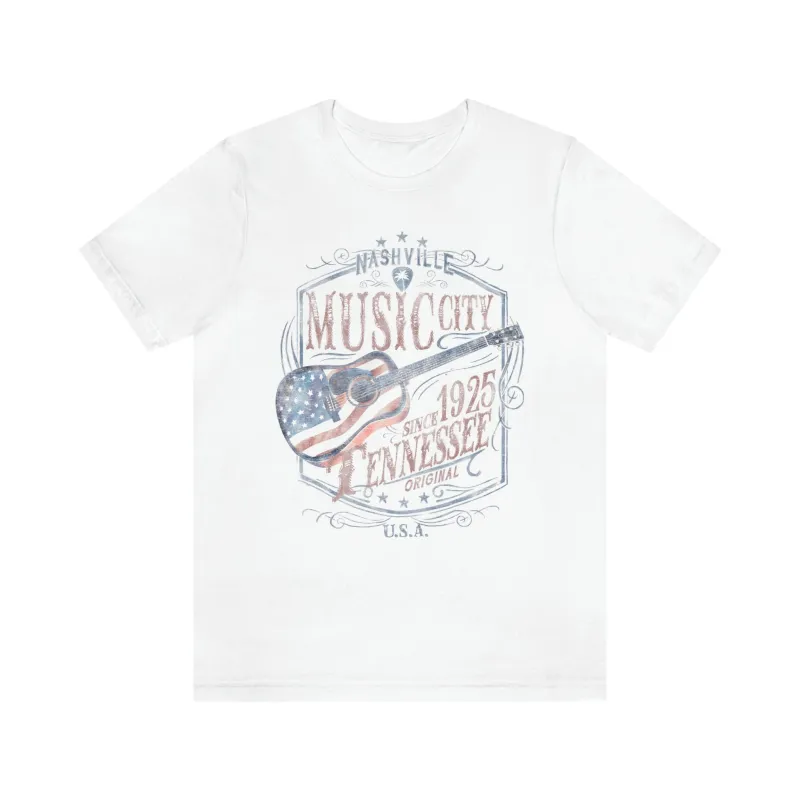 Nashville American Flag Guitar Unisex Tee sold by Always Stylish Mama