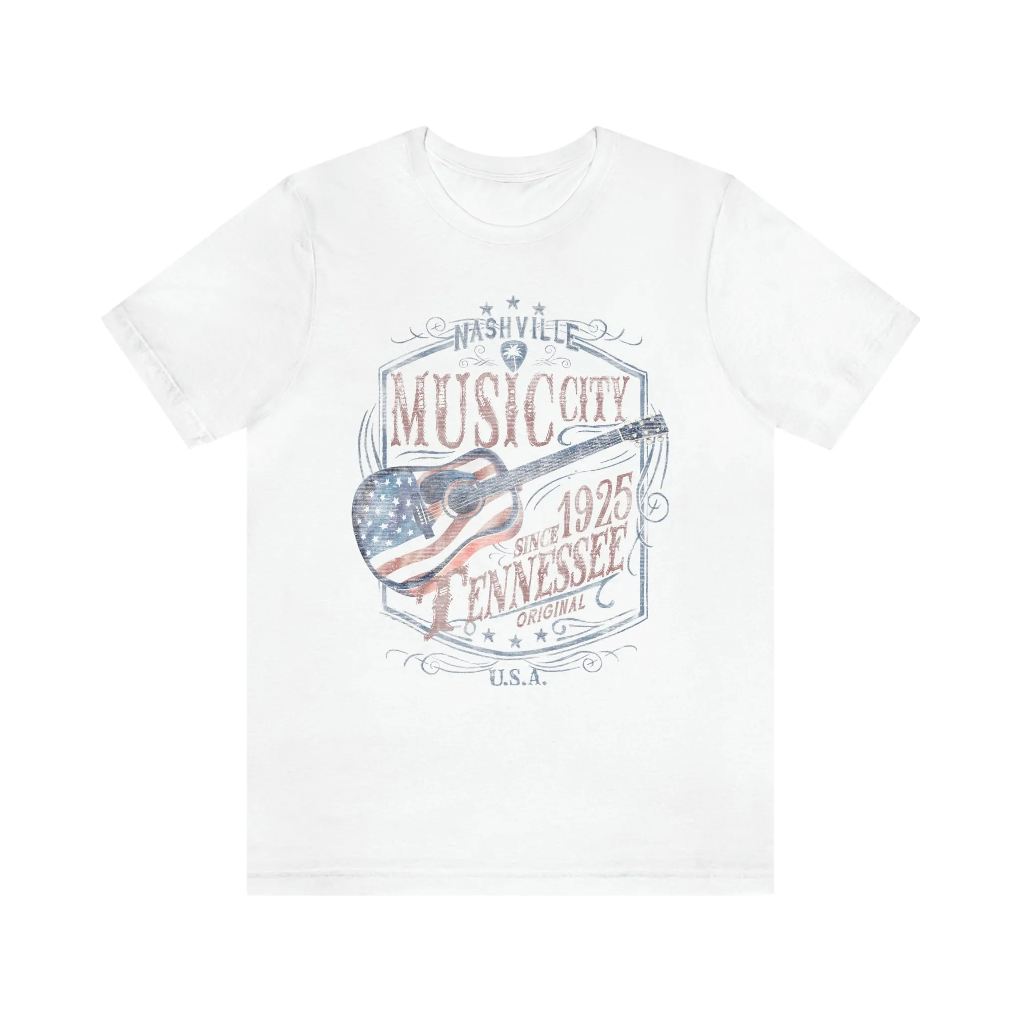 Nashville American Flag Guitar Unisex Tee sold by Always Stylish Mama