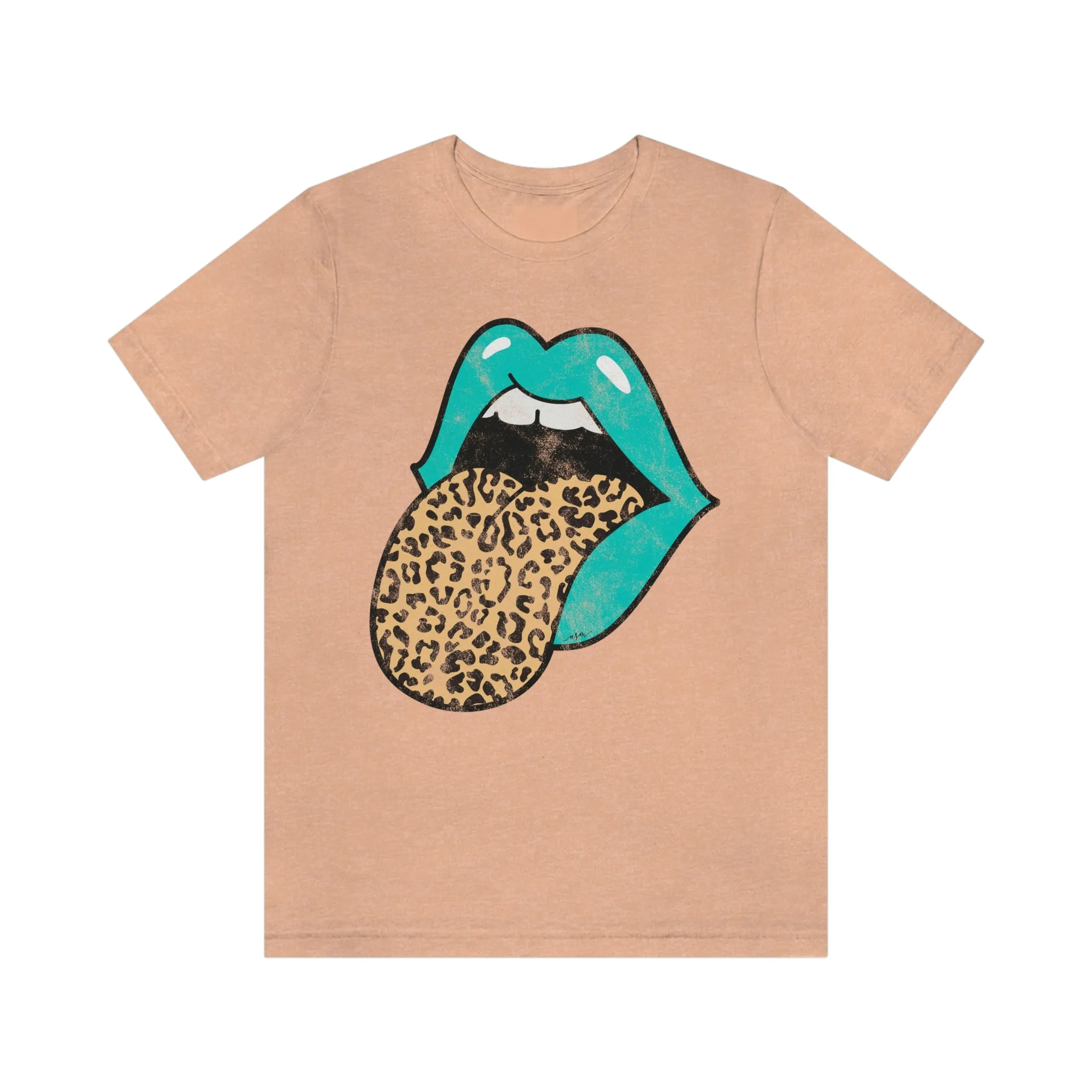 Aqua Lips Leopard Tongue Out Distressed Tee sold by Always Stylish Mama