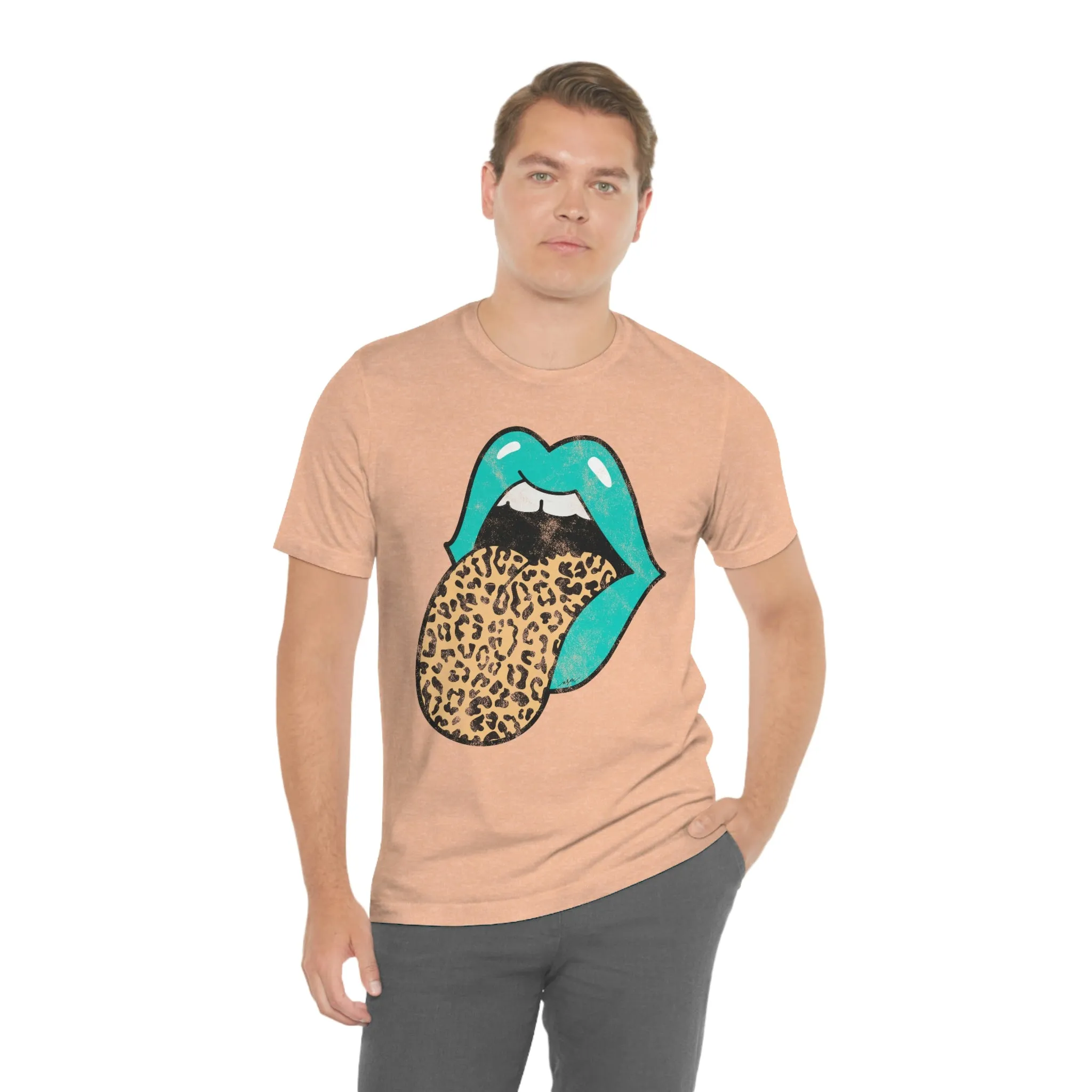 Aqua Lips Leopard Tongue Out Distressed Tee sold by Always Stylish Mama product image thumbnail 5