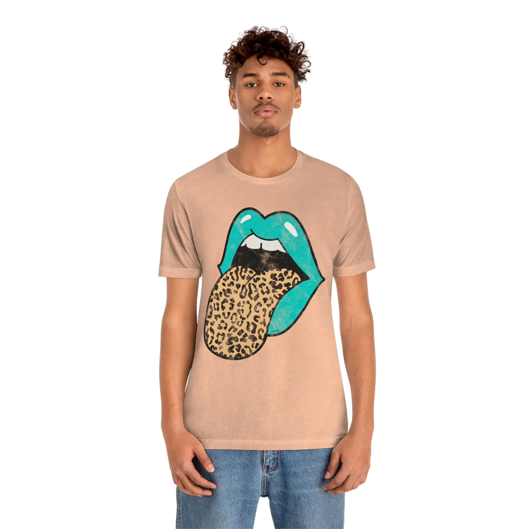 Aqua Lips Leopard Tongue Out Distressed Tee sold by Always Stylish Mama product image thumbnail 3
