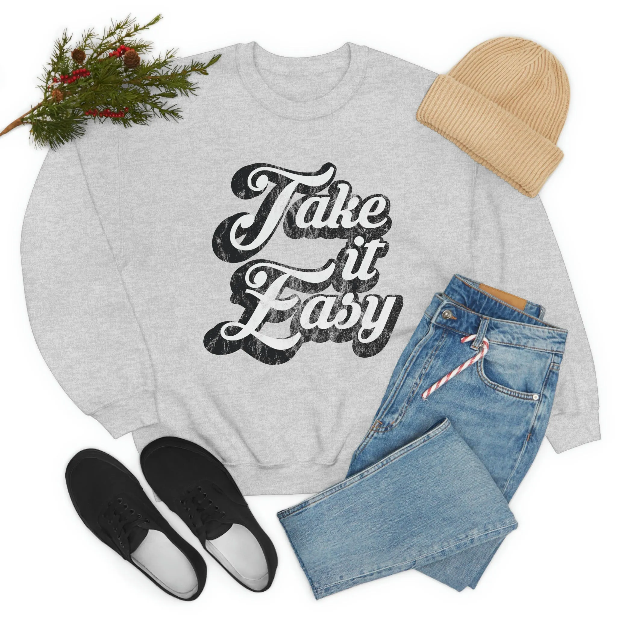 Take It Easy Distressed Unisex Sweatshirt sold by Always Stylish Mama product image thumbnail 5