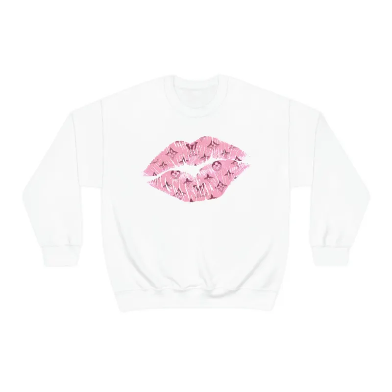 Luxe Pink Kiss Lips Unisex Crewneck Sweatshirt sold by Always Stylish Mama