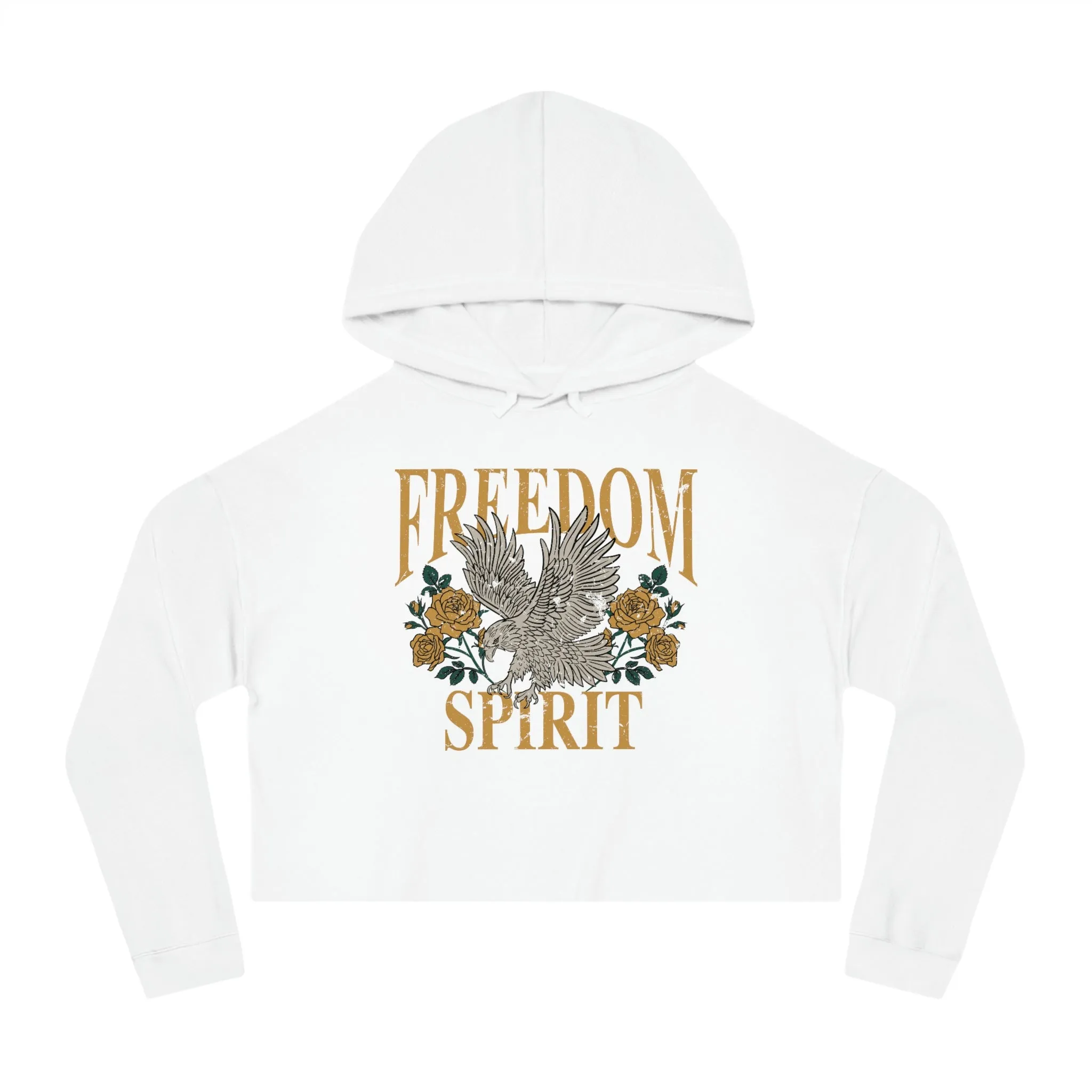 Freedom Spirit Eagle Grunge Cropped Hooded Sweatshirt sold by Always Stylish Mama product image thumbnail 3