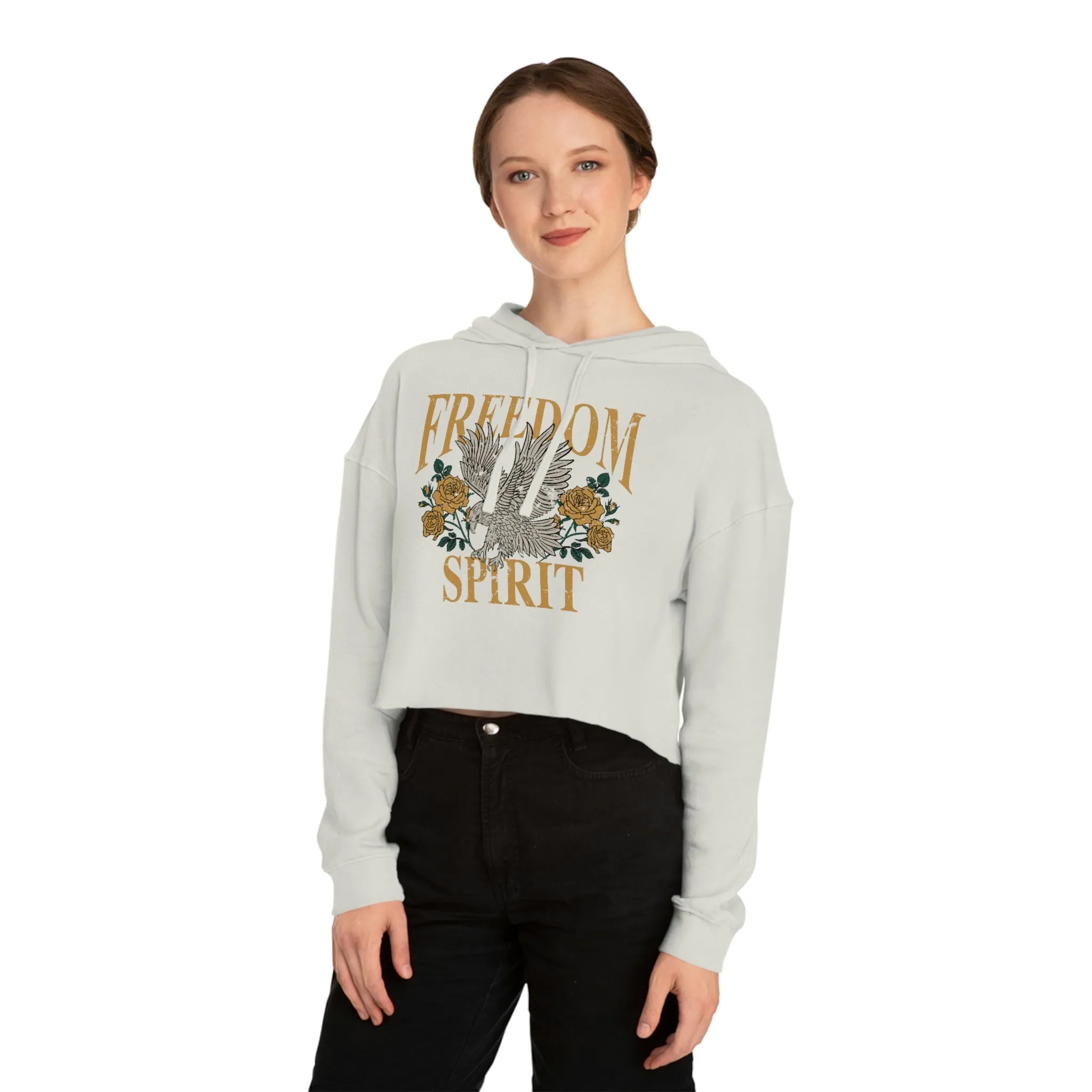 Freedom Spirit Eagle Grunge Cropped Hooded Sweatshirt sold by Always Stylish Mama product image thumbnail 2
