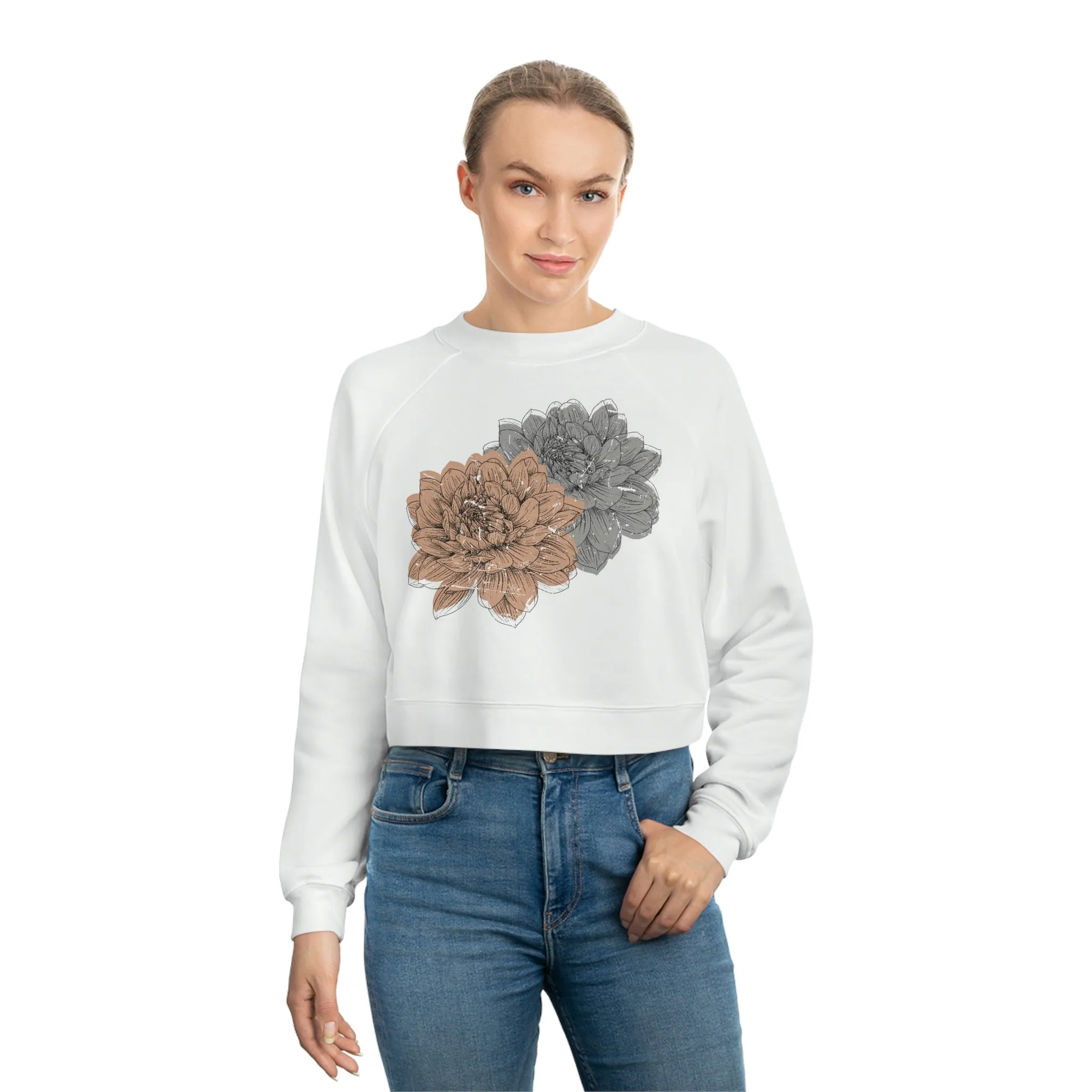 Grunge Flowers Cropped Sweatshirt sold by Always Stylish Mama product image thumbnail 2