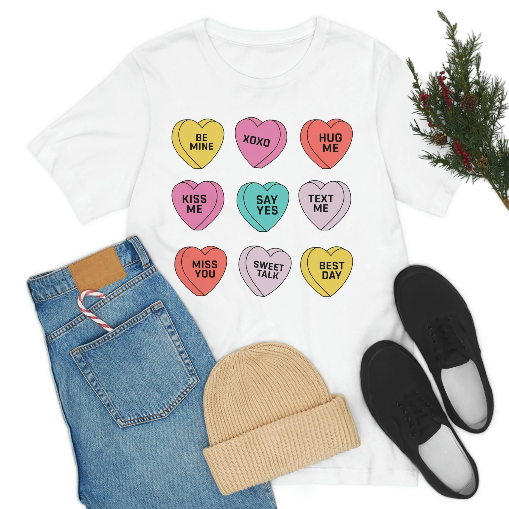 Candy Conversation Hearts Unisex Tee sold by Always Stylish Mama product image thumbnail 5
