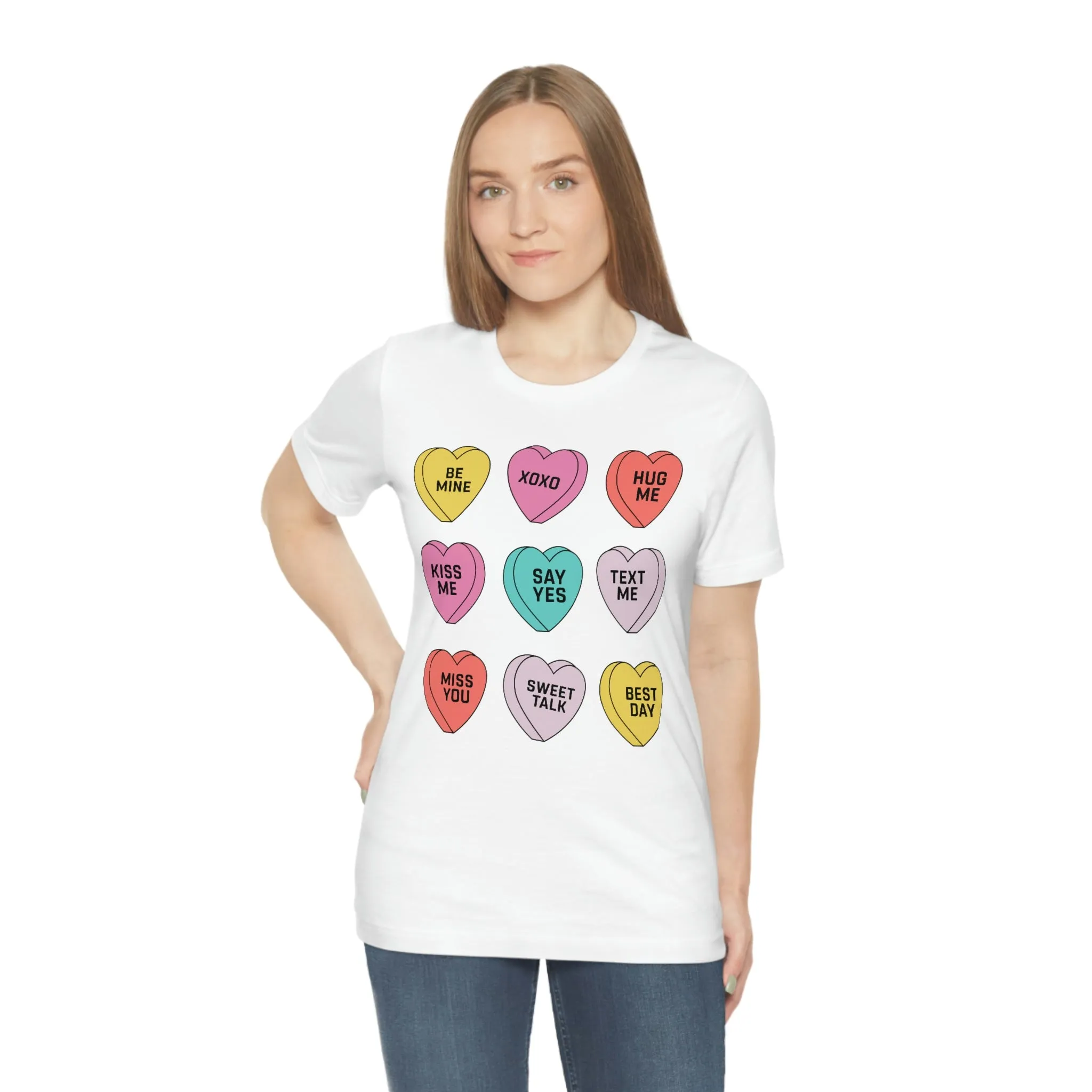 Candy Conversation Hearts Unisex Tee sold by Always Stylish Mama product image thumbnail 3