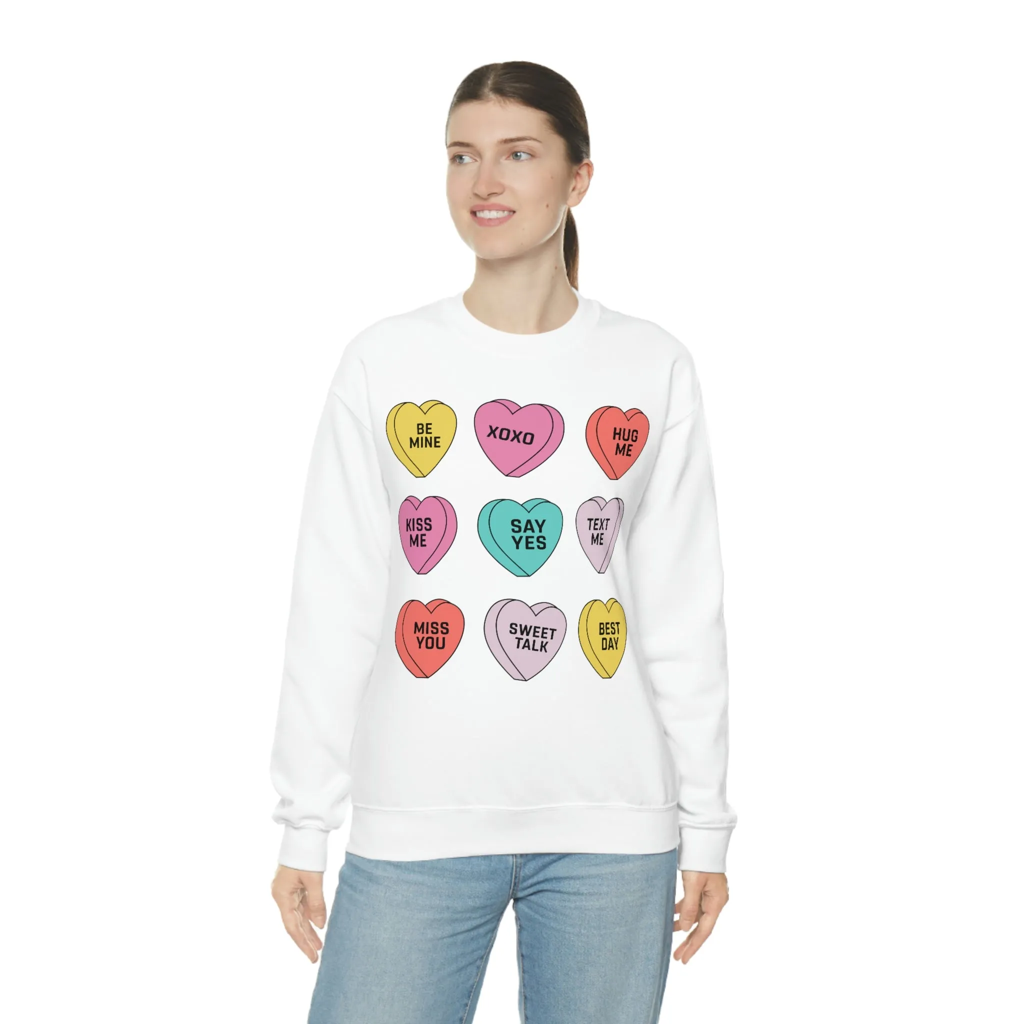 Candy Conversation Hearts Unisex Sweatshirt sold by Always Stylish Mama product image thumbnail 3