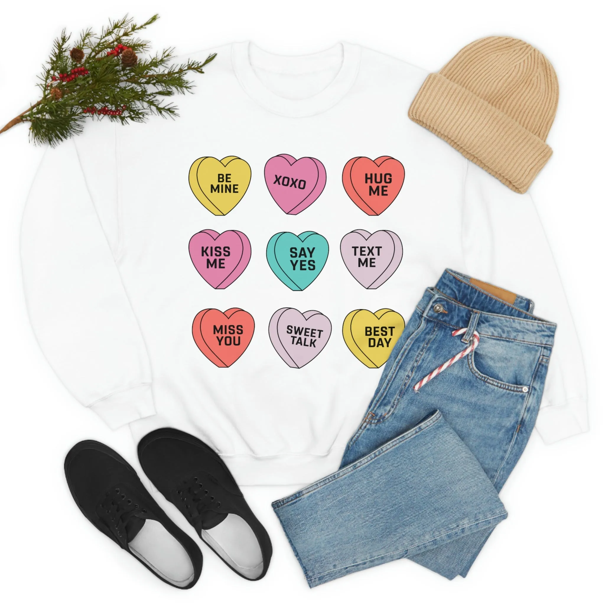 Candy Conversation Hearts Unisex Sweatshirt sold by Always Stylish Mama product image thumbnail 5