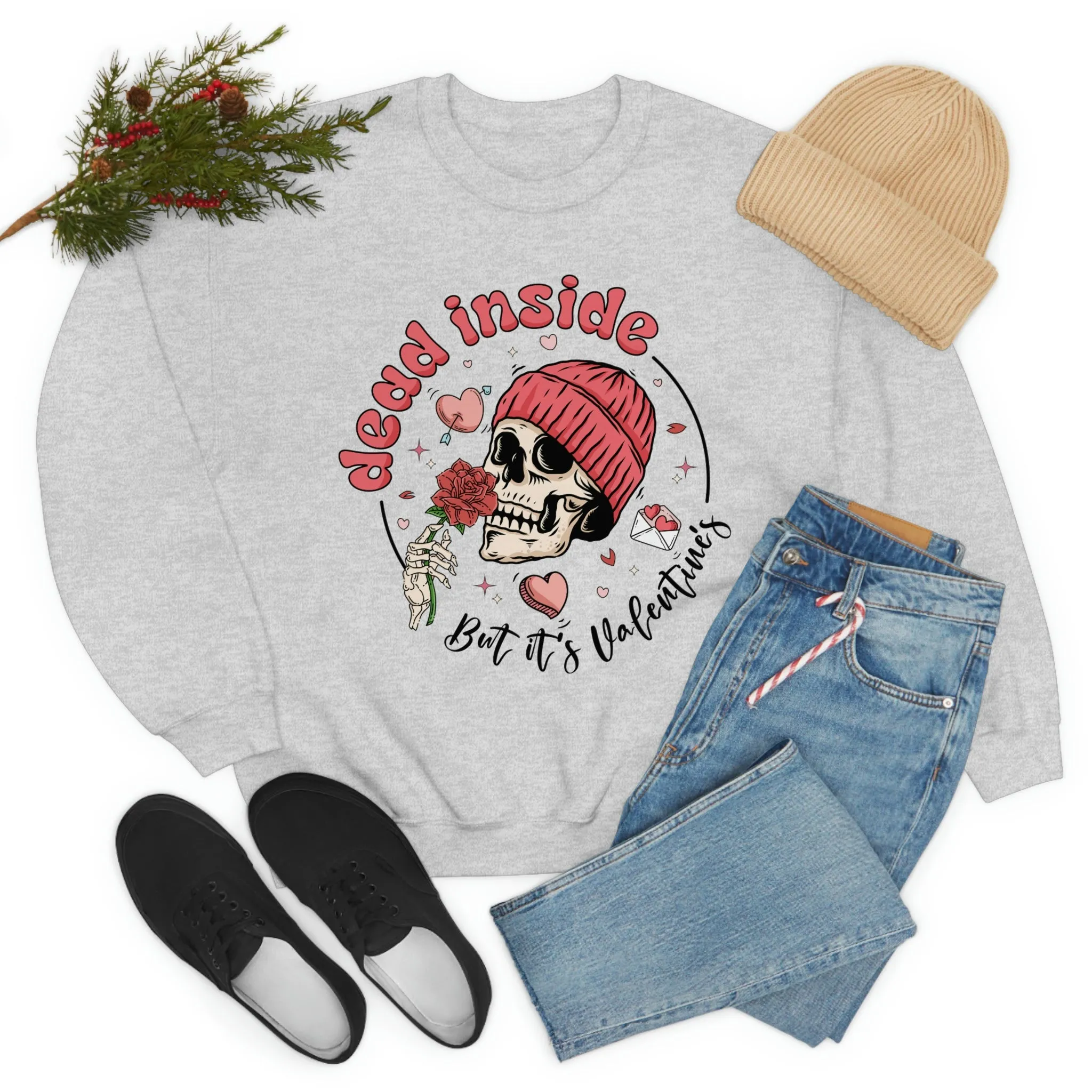 Dead Inside But It's Valentine's Day Unisex Sweatshirt sold by Always Stylish Mama product image thumbnail 5