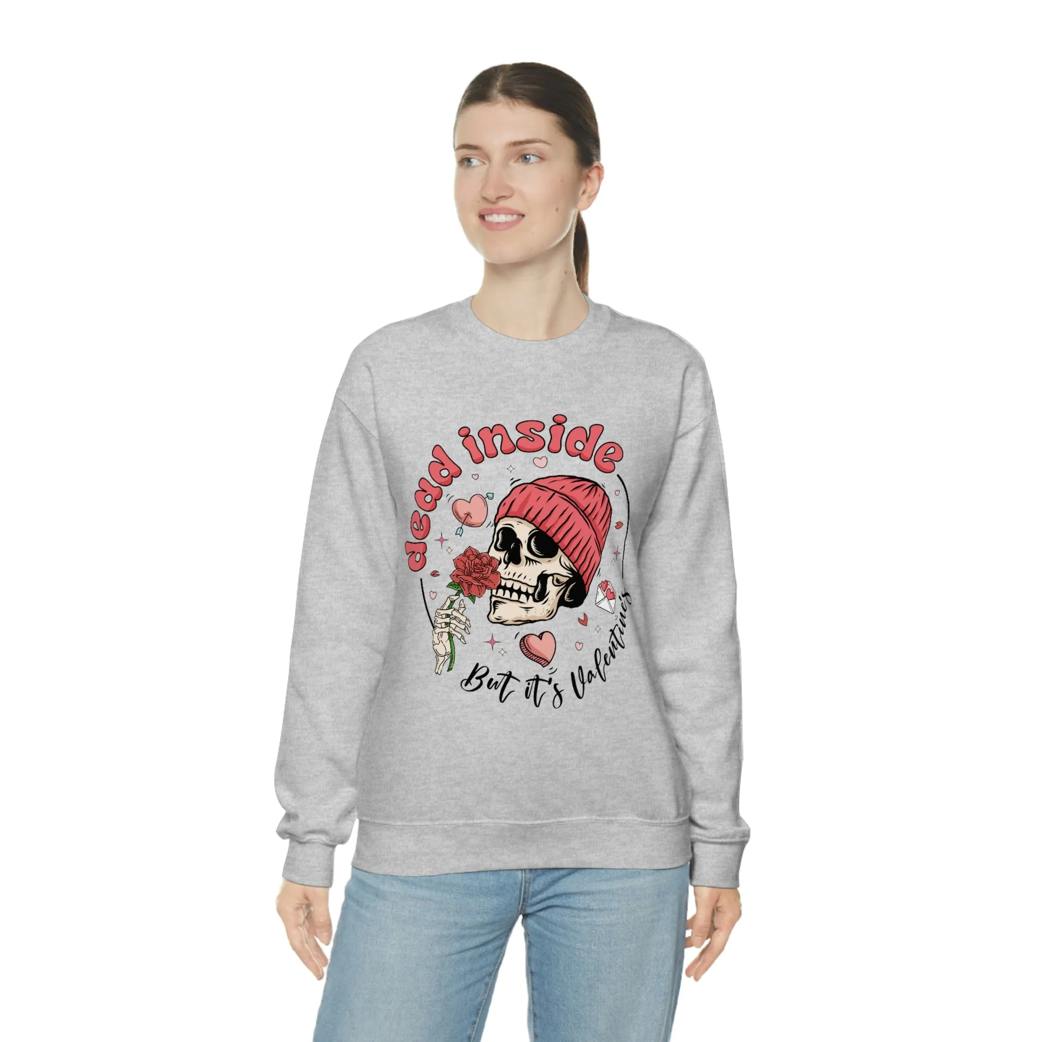 Dead Inside But It's Valentine's Day Unisex Sweatshirt sold by Always Stylish Mama product image thumbnail 3