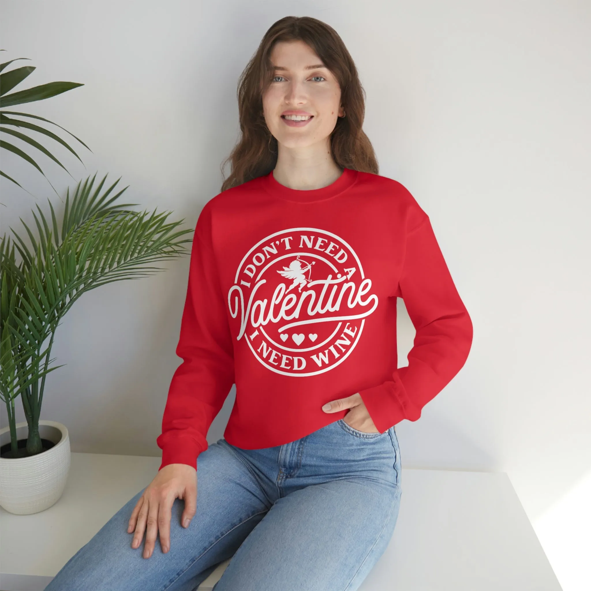 I Don't Need a Valentine, I Need Wine Unisex Sweatshirt sold by Always Stylish Mama product image thumbnail 4