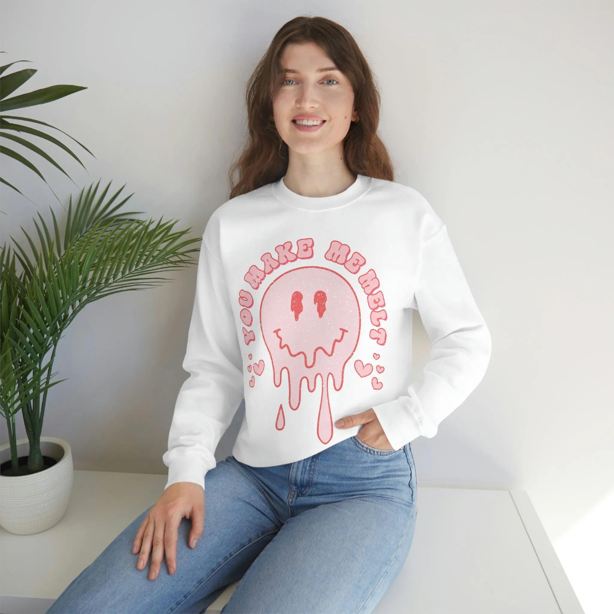 You Make My Heart Melt Smiley Face Valentine Unisex Sweatshirt sold by Always Stylish Mama product image thumbnail 4