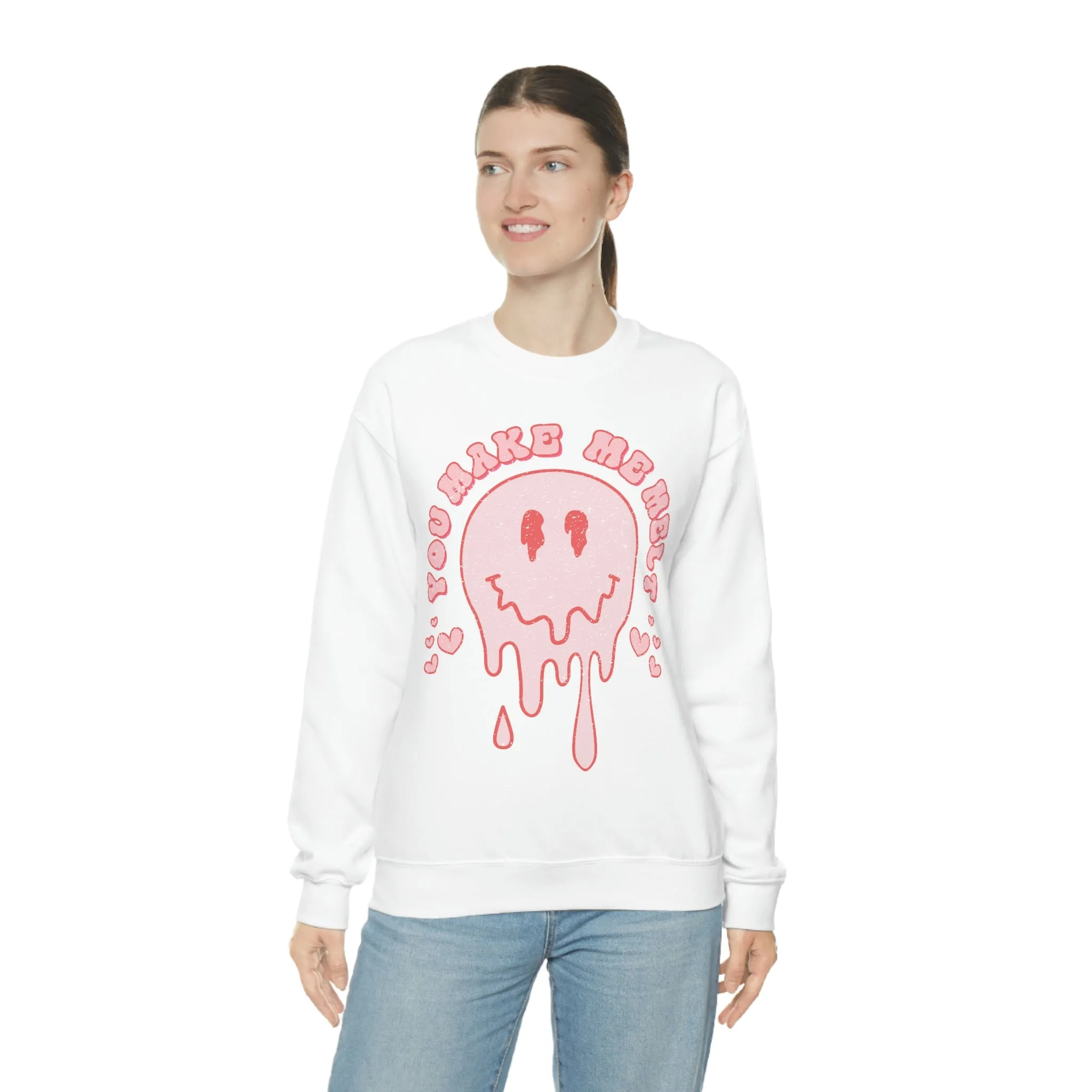 You Make My Heart Melt Smiley Face Valentine Unisex Sweatshirt sold by Always Stylish Mama product image thumbnail 3