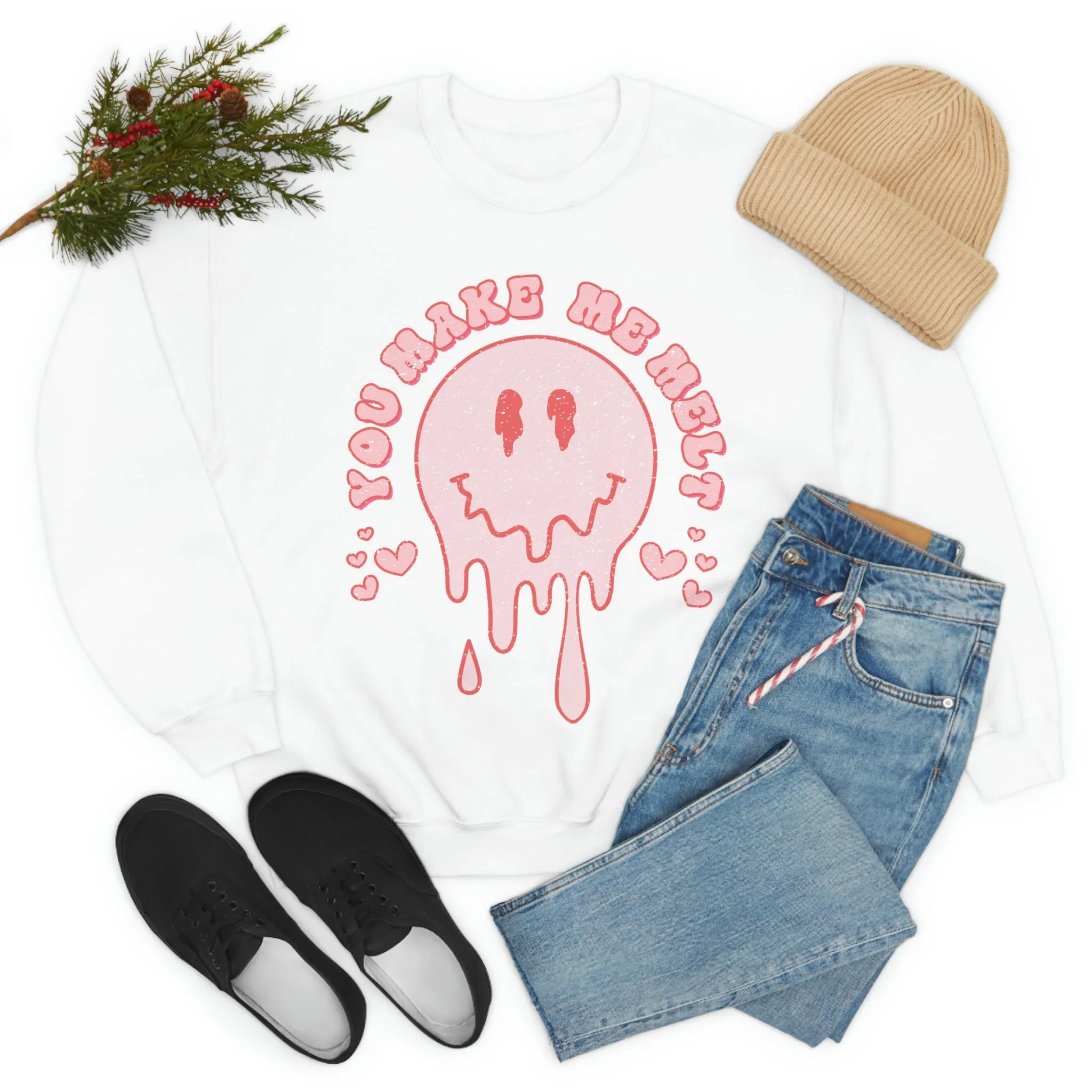 You Make My Heart Melt Smiley Face Valentine Unisex Sweatshirt sold by Always Stylish Mama product image thumbnail 5