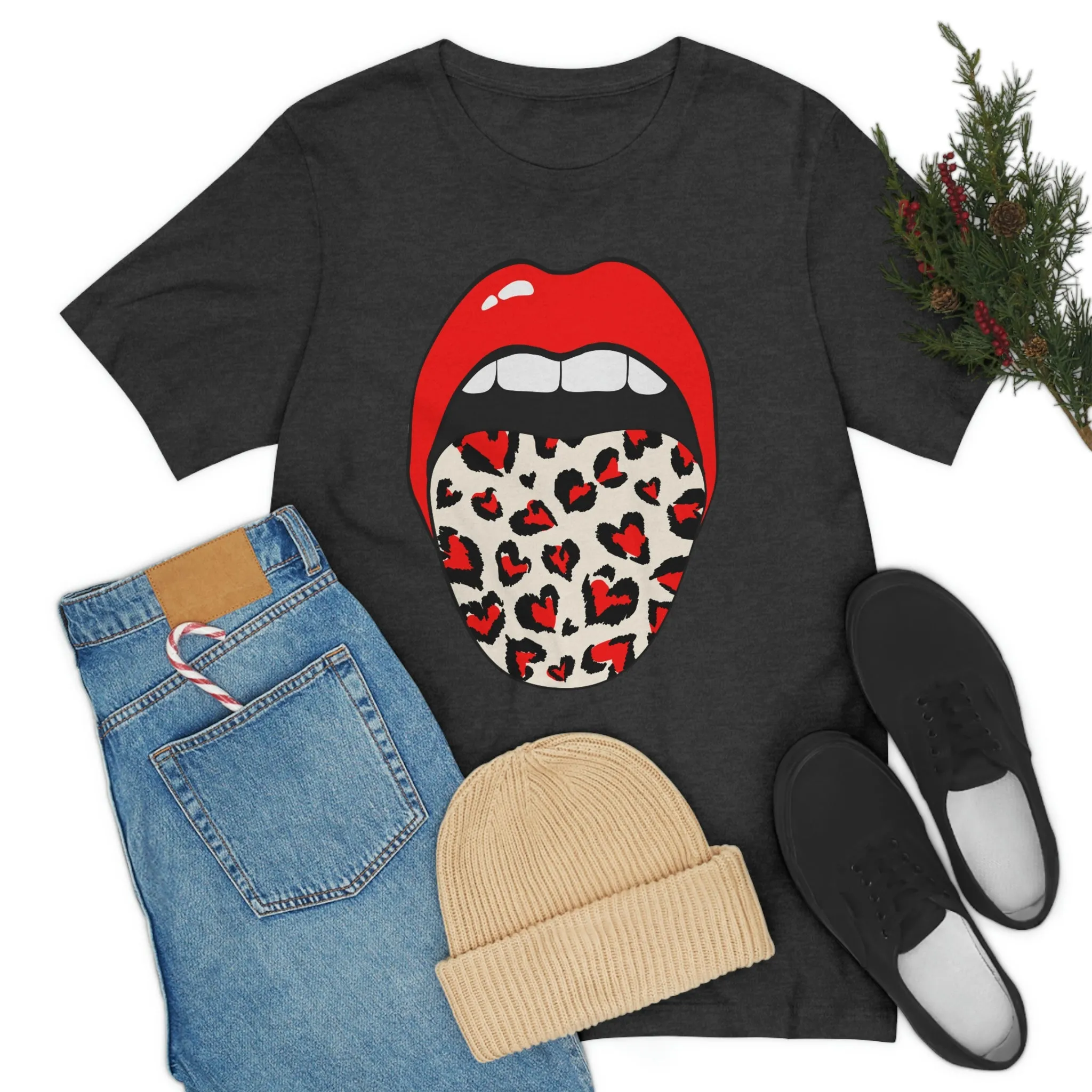 Valentine Hearts Tongue Out Unisex Short Sleeve Tee sold by Always Stylish Mama product image thumbnail 5