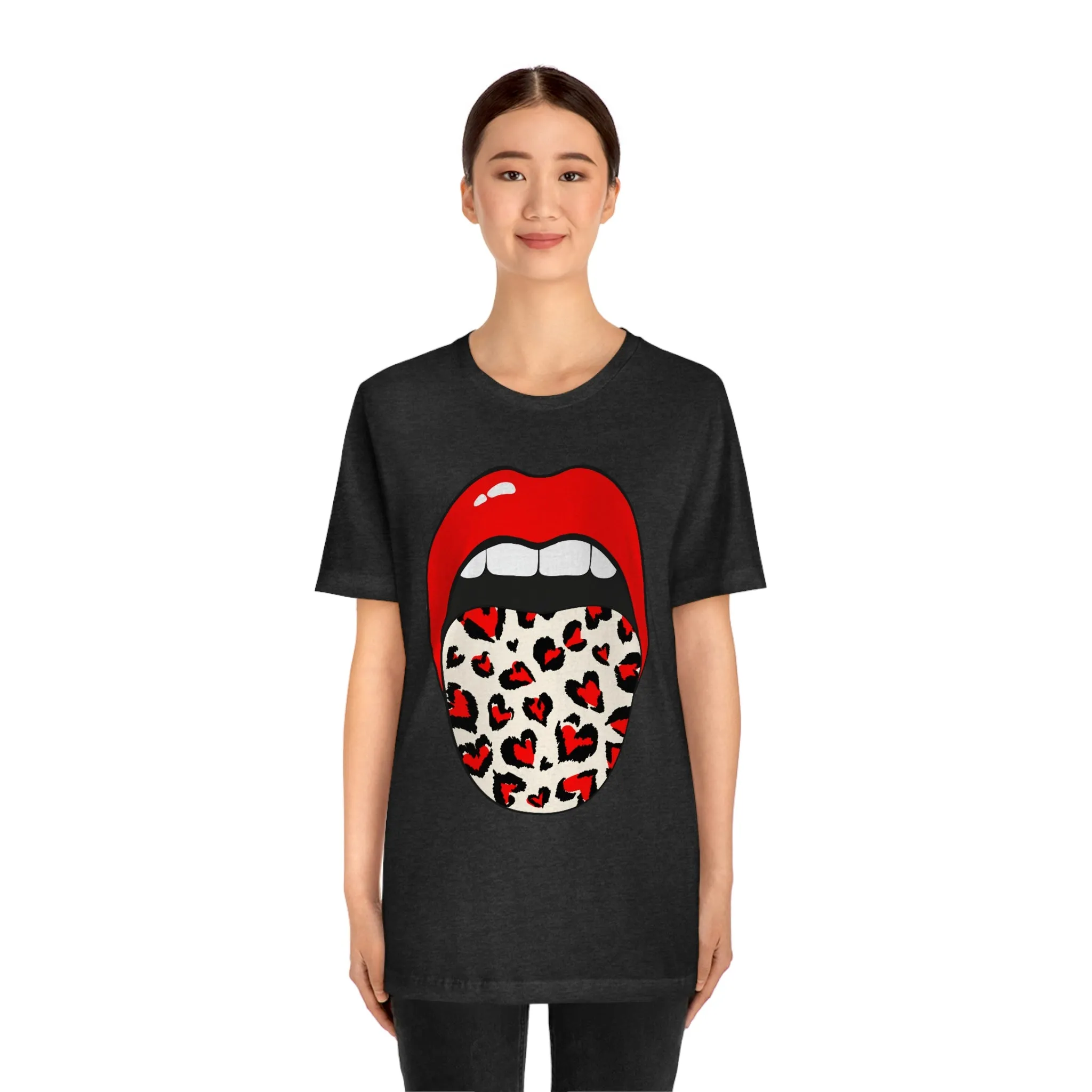 Valentine Hearts Tongue Out Unisex Short Sleeve Tee sold by Always Stylish Mama product image thumbnail 2