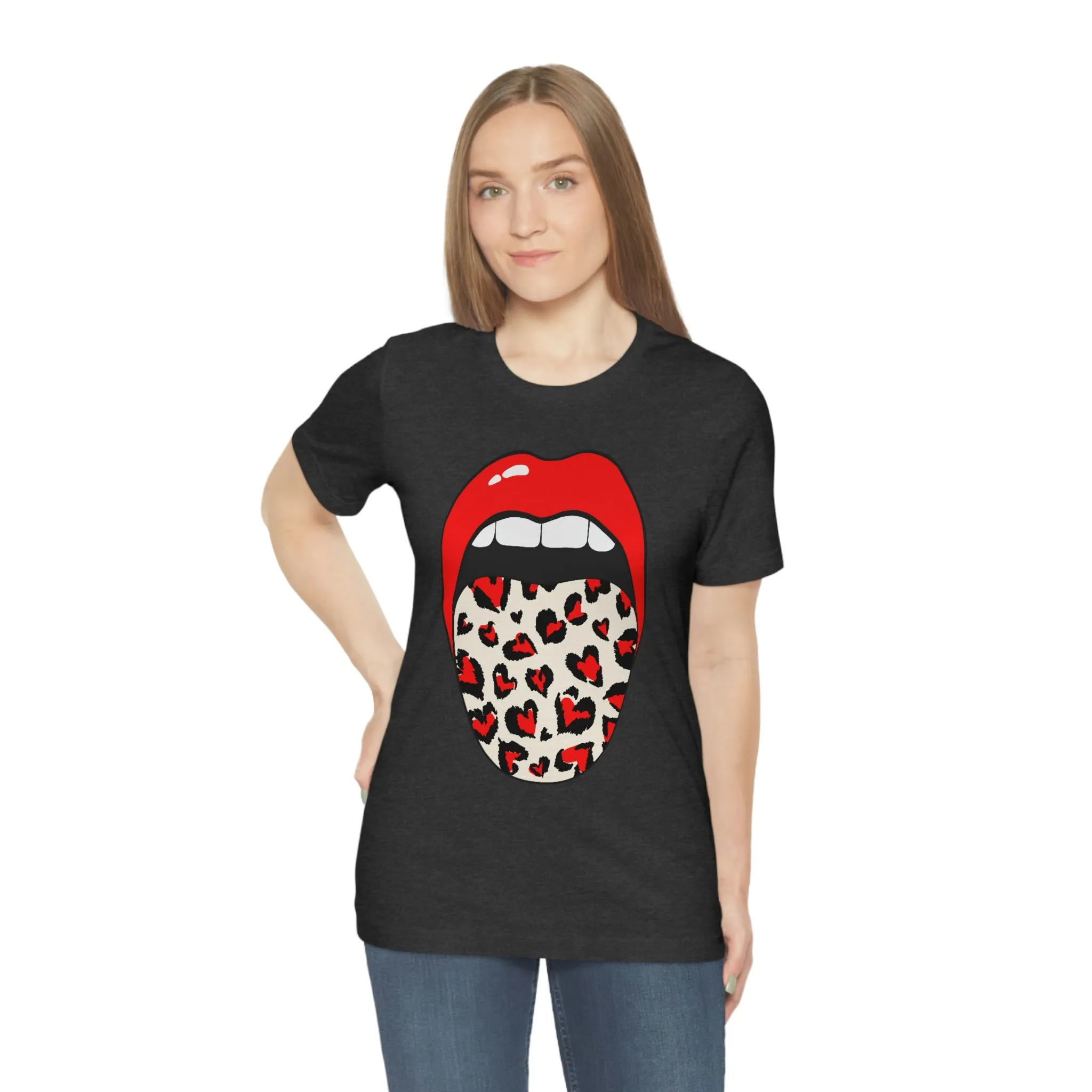 Valentine Hearts Tongue Out Unisex Short Sleeve Tee sold by Always Stylish Mama product image thumbnail 3