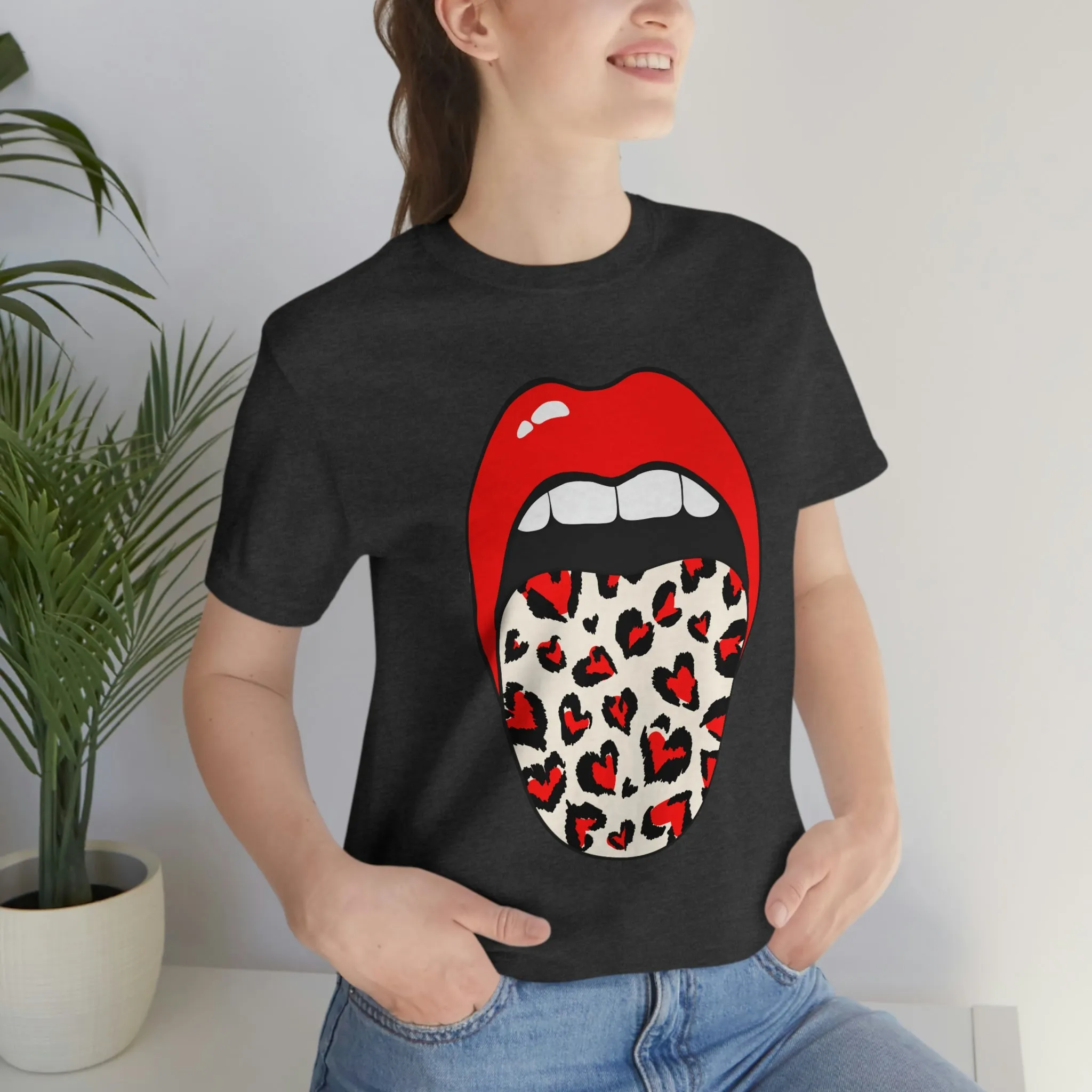Valentine Hearts Tongue Out Unisex Short Sleeve Tee sold by Always Stylish Mama product image thumbnail 4