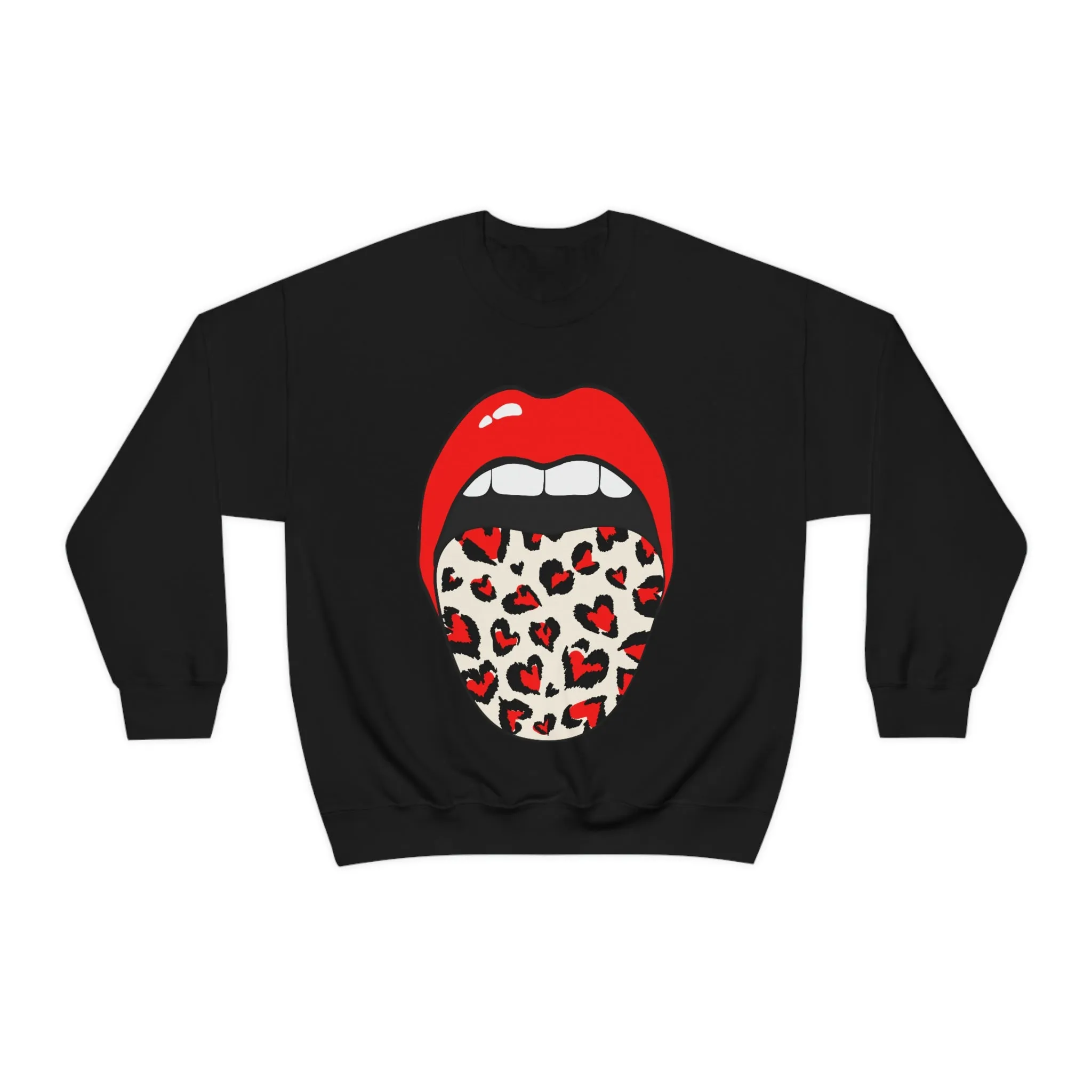 Valentine Hearts Tongue Out Unisex Crewneck Sweatshirt sold by Always Stylish Mama