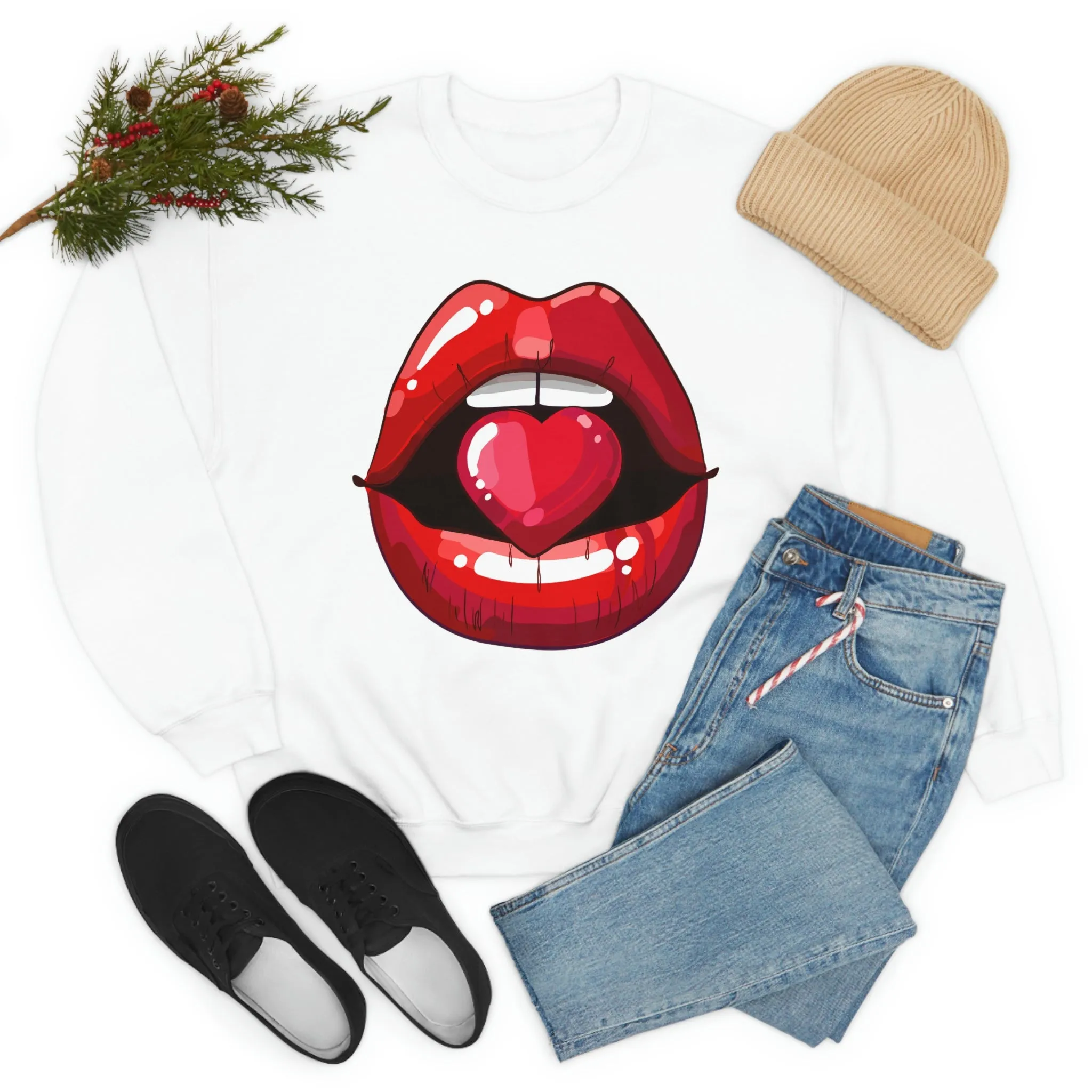 Love Lips Valentine Unisex Sweatshirt sold by Always Stylish Mama product image thumbnail 5
