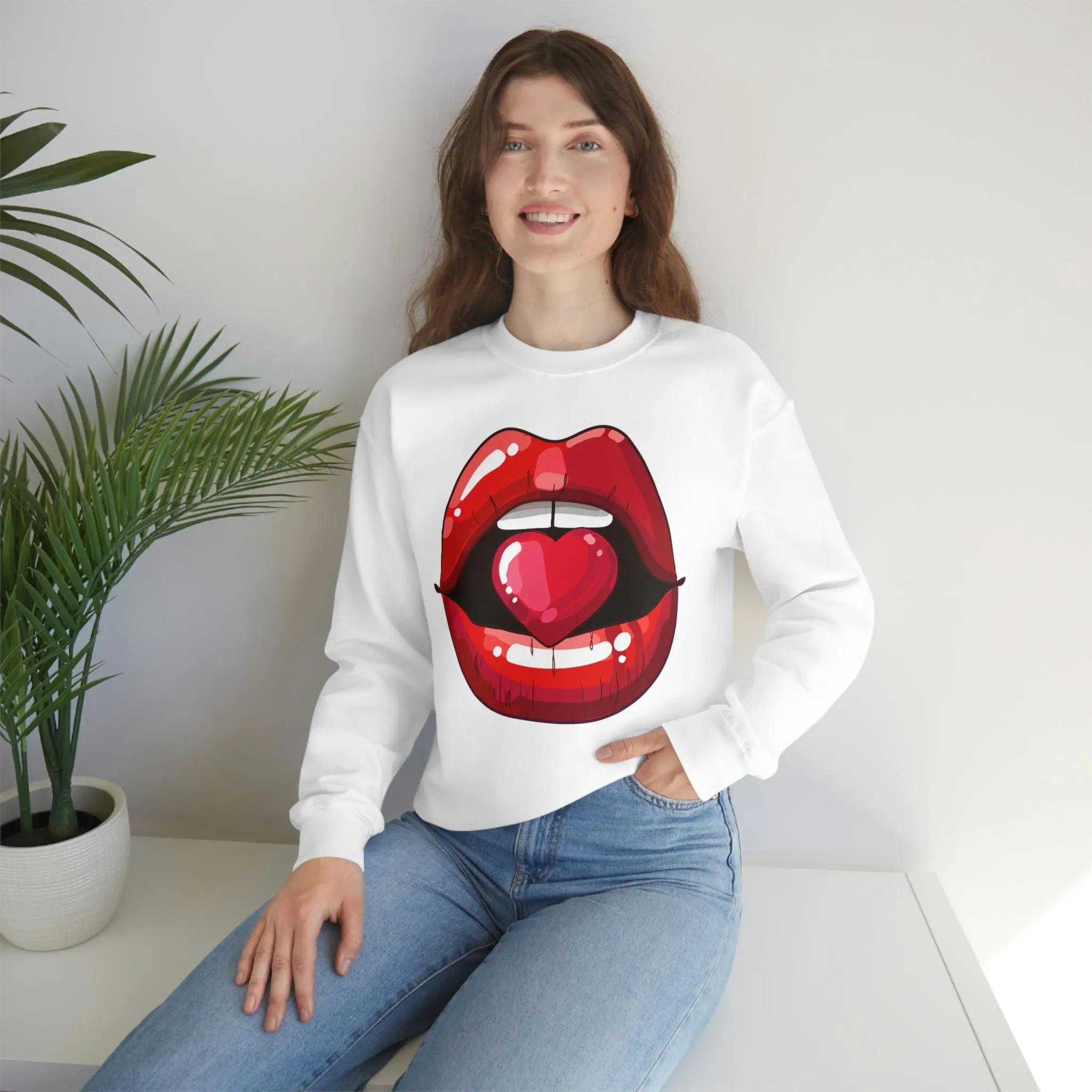Love Lips Valentine Unisex Sweatshirt sold by Always Stylish Mama product image thumbnail 4