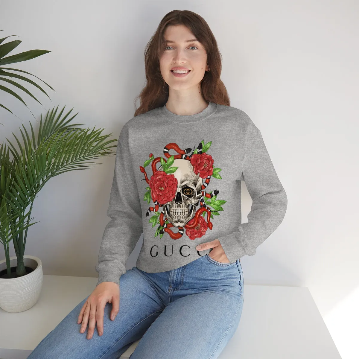 Skull Snake Roses Double G Unisex Sweatshirt sold by Always Stylish Mama product image thumbnail 4