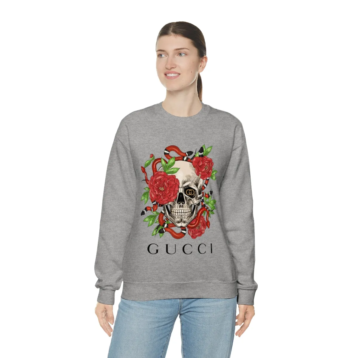 Skull Snake Roses Double G Unisex Sweatshirt sold by Always Stylish Mama product image thumbnail 3