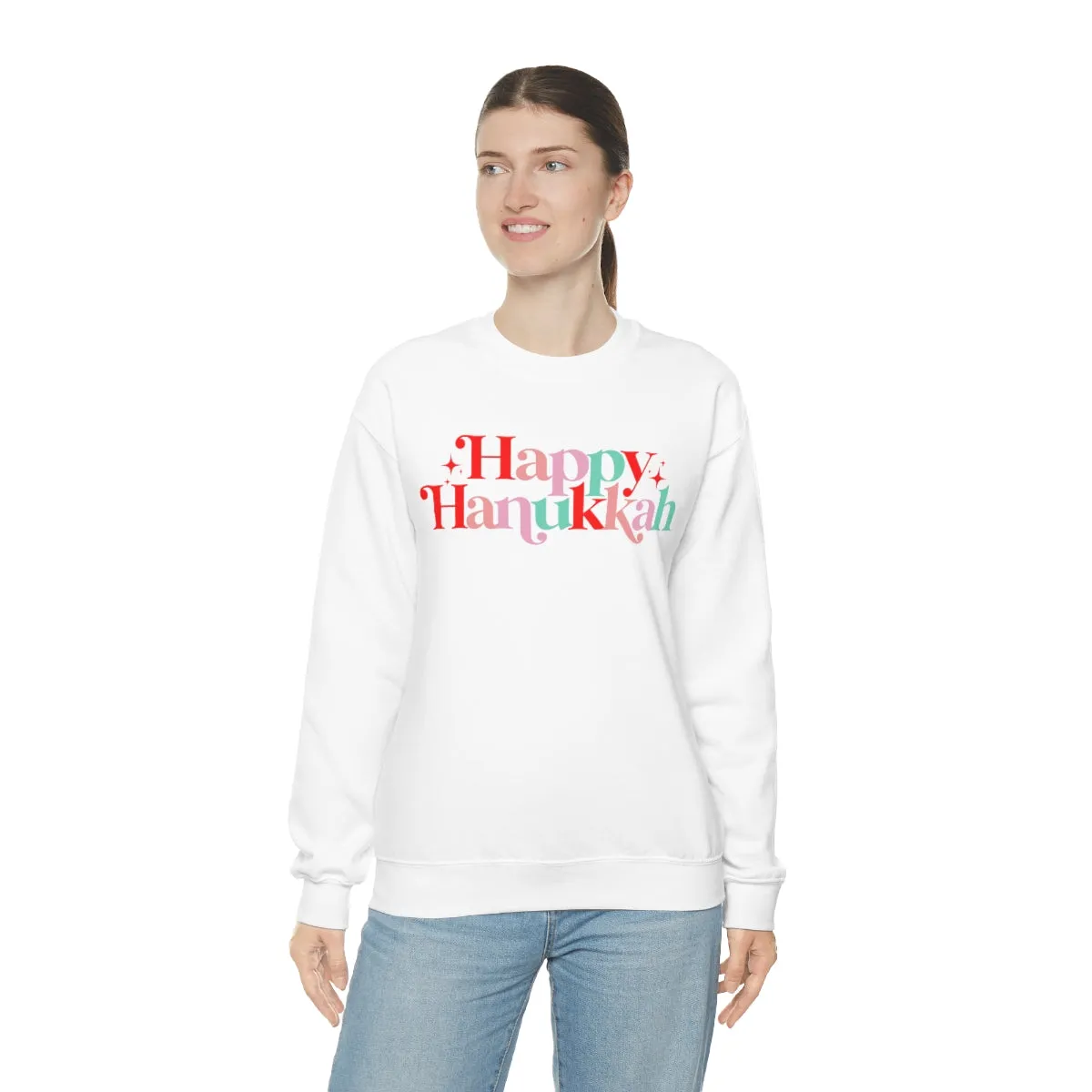 Happy Hanukkah Colorful Unisex Sweatshirt sold by Always Stylish Mama product image thumbnail 3