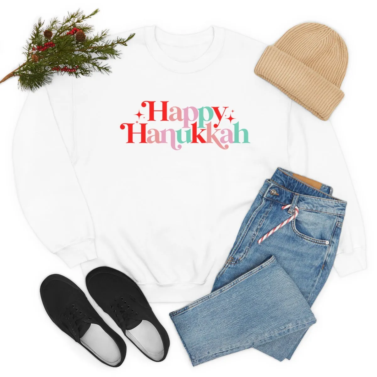 Happy Hanukkah Colorful Unisex Sweatshirt sold by Always Stylish Mama product image thumbnail 5