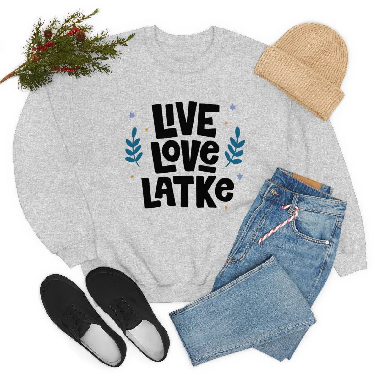 Live Love Latke Hanukkah Unisex Sweatshirt sold by Always Stylish Mama product image thumbnail 5
