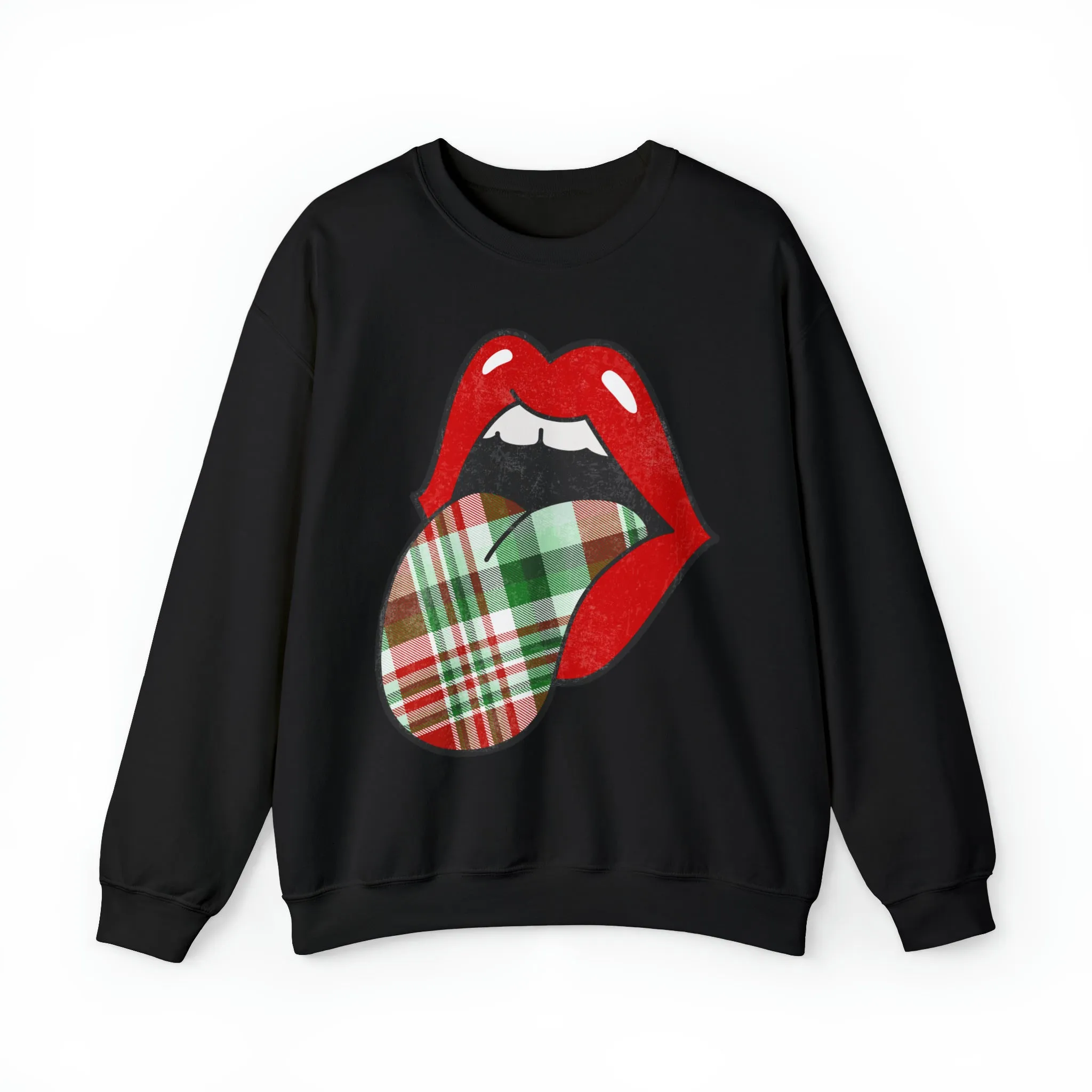 Christmas Plaid Distressed Tongue Out Unisex Sweatshirt sold by Always Stylish Mama product image thumbnail 4