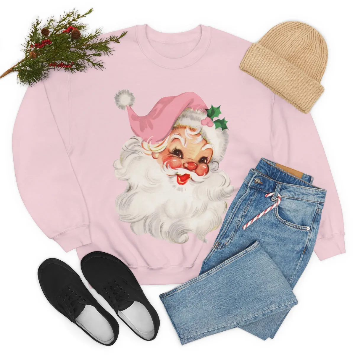 Pink Vintage Santa Claus Unisex Sweatshirt sold by Always Stylish Mama product image thumbnail 5