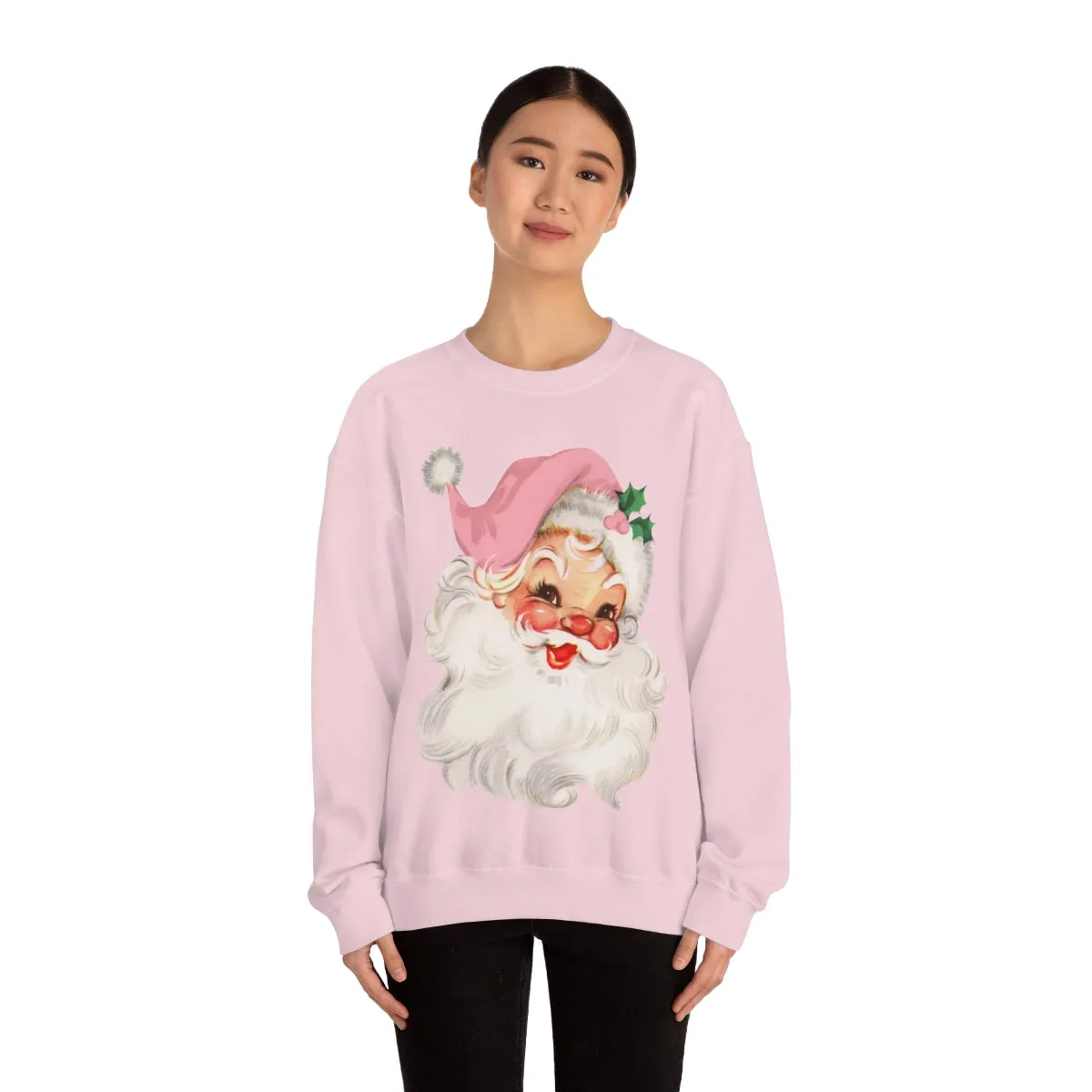 Pink Vintage Santa Claus Unisex Sweatshirt sold by Always Stylish Mama product image thumbnail 2