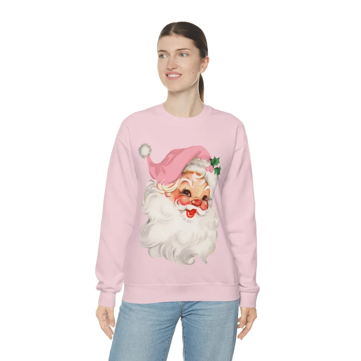 Pink Vintage Santa Claus Unisex Sweatshirt sold by Always Stylish Mama product image thumbnail 3
