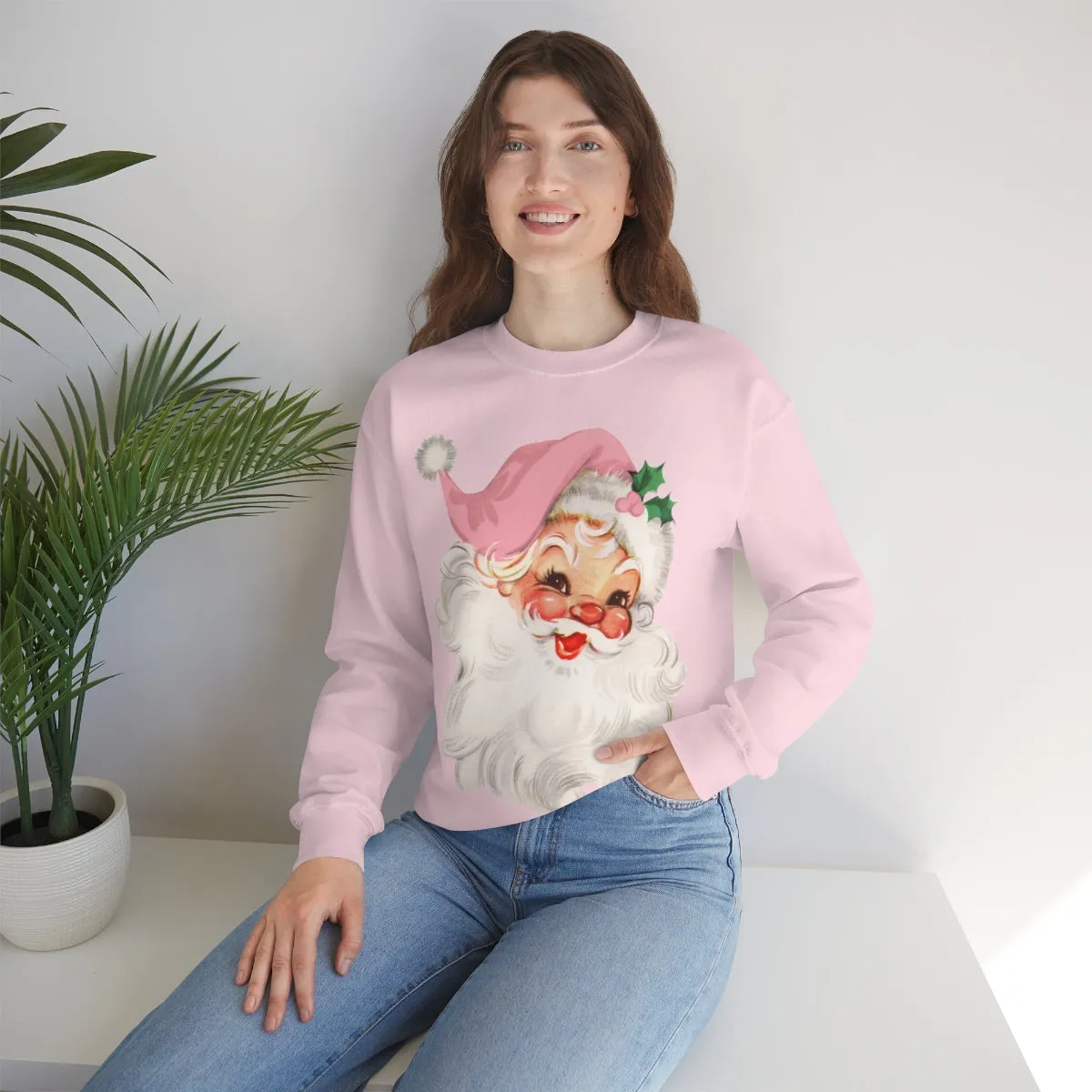 Pink Vintage Santa Claus Unisex Sweatshirt sold by Always Stylish Mama product image thumbnail 4