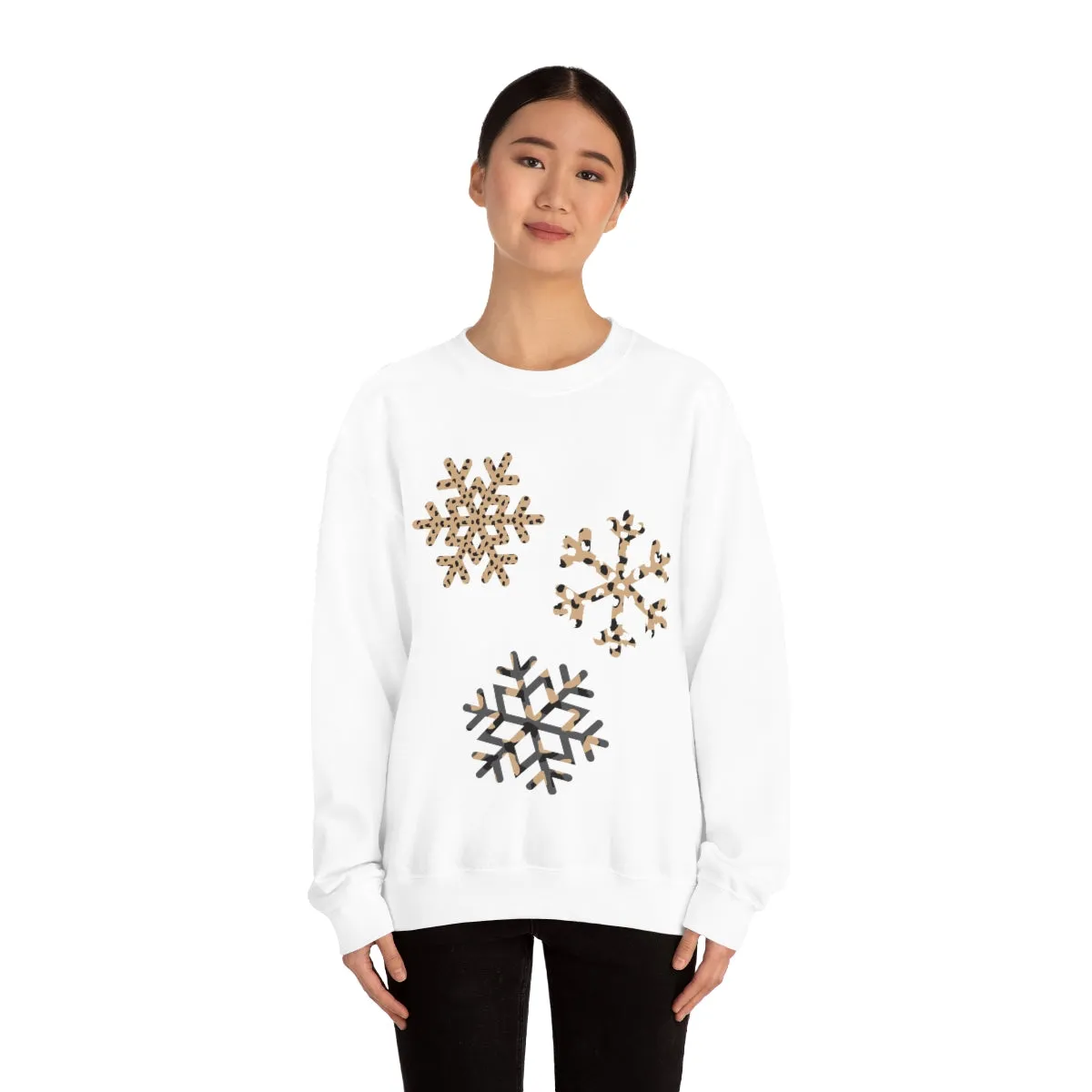 Leopard Snowflakes Unisex Sweatshirt sold by Always Stylish Mama product image thumbnail 2