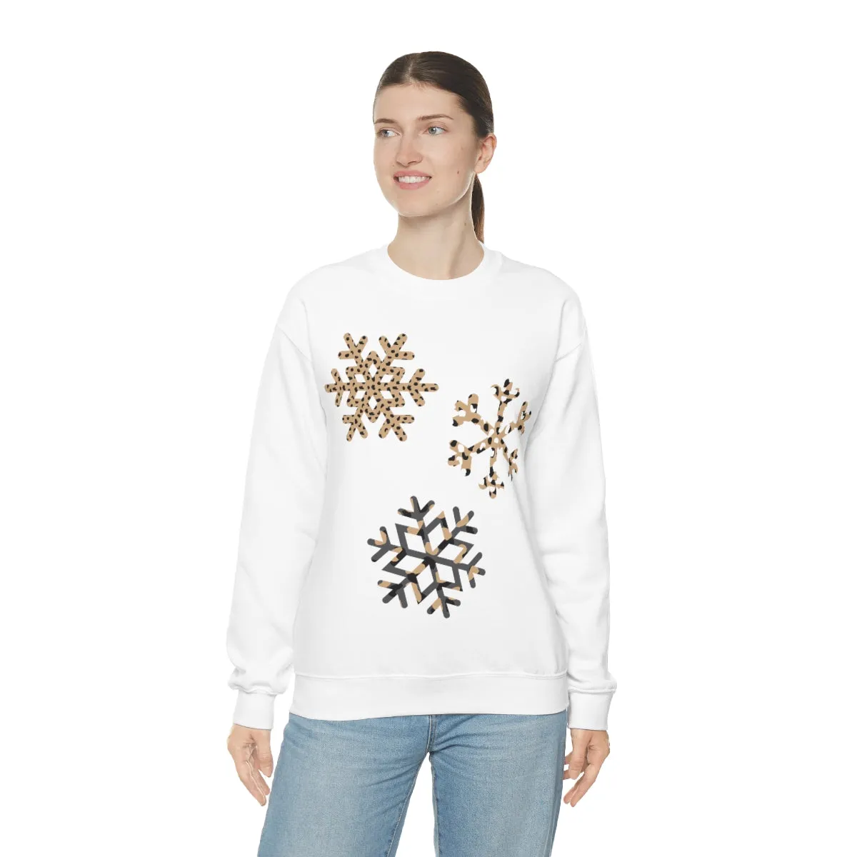 Leopard Snowflakes Unisex Sweatshirt sold by Always Stylish Mama product image thumbnail 3