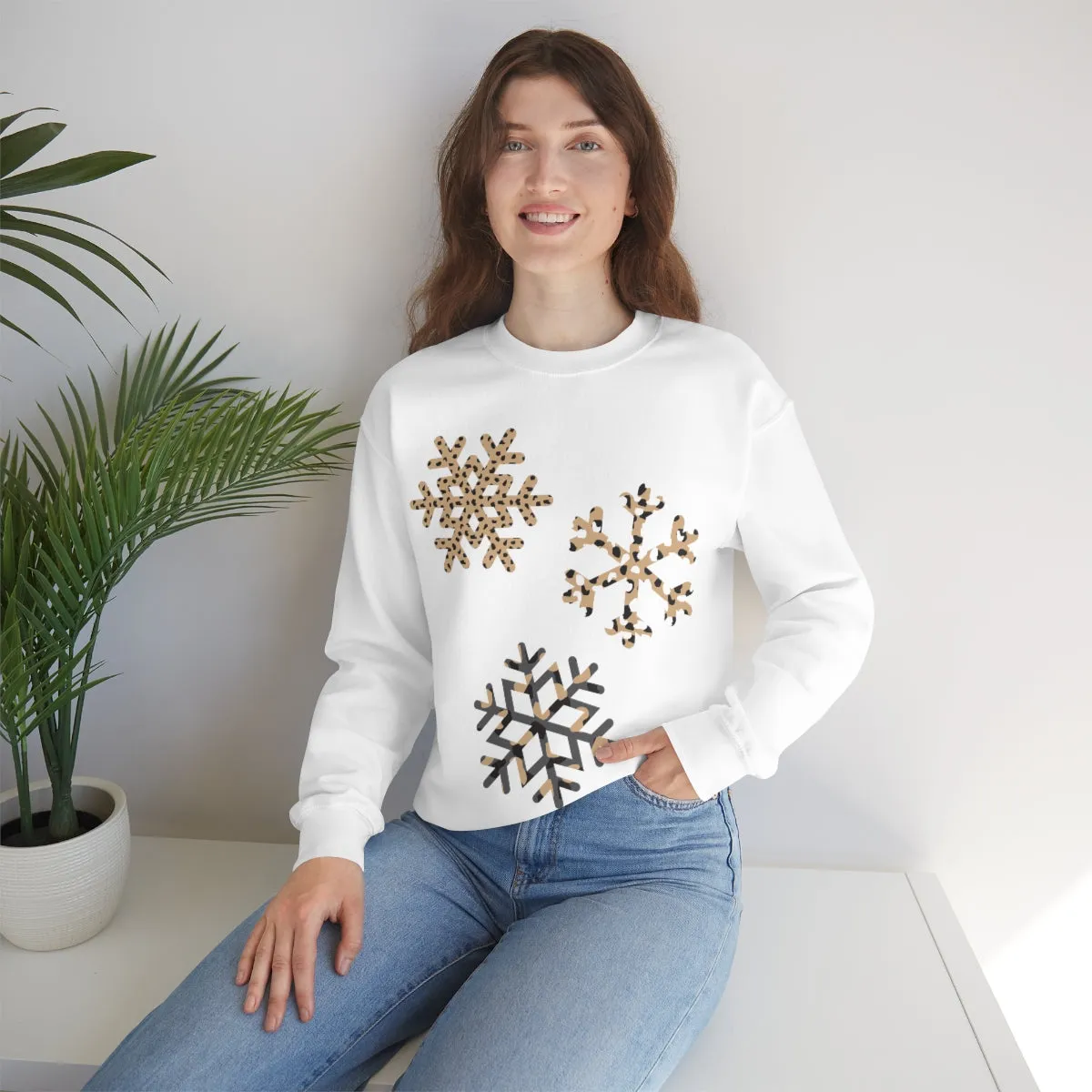 Leopard Snowflakes Unisex Sweatshirt sold by Always Stylish Mama product image thumbnail 4