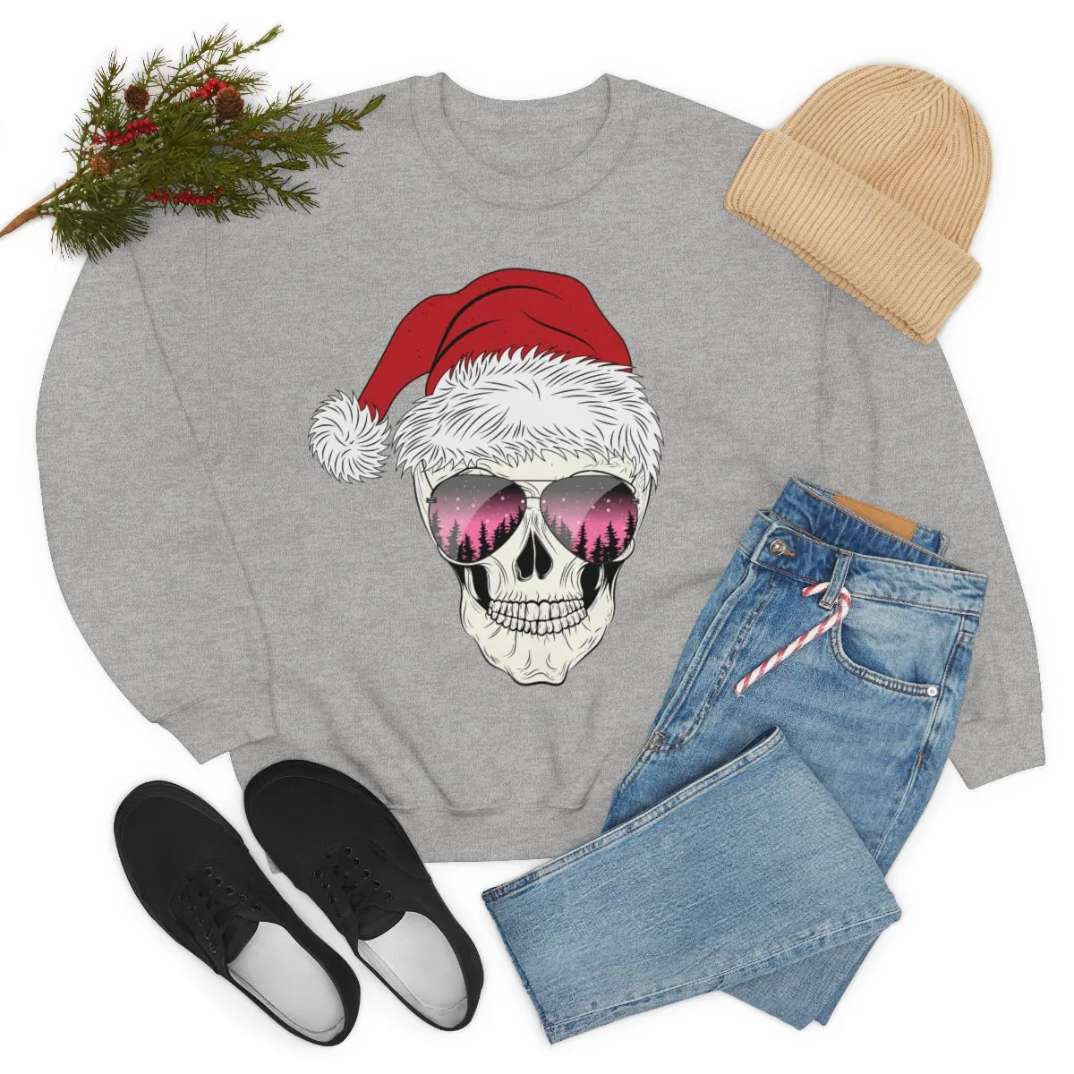 Santa Skull Unisex Sweatshirt sold by Always Stylish Mama product image thumbnail 5