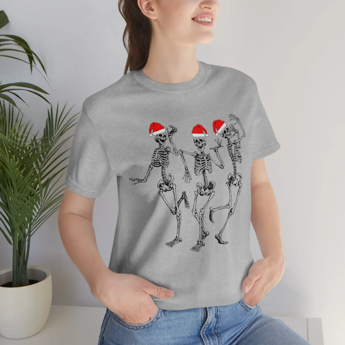 Dancing Skeleton Santas Unisex Tee sold by Always Stylish Mama product image thumbnail 4