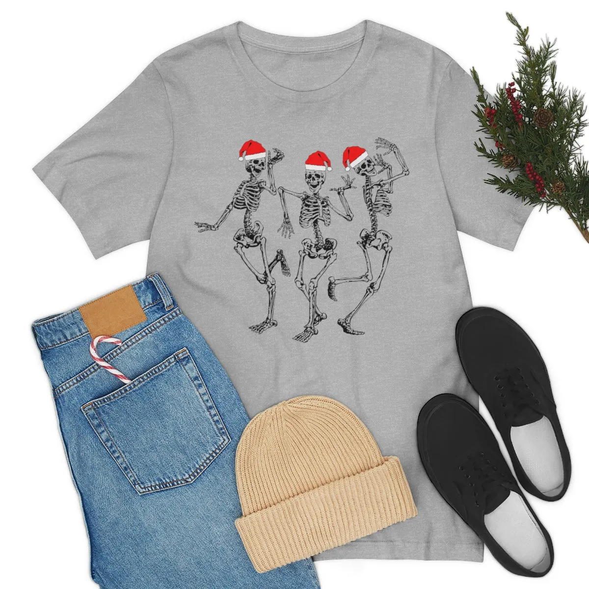 Dancing Skeleton Santas Unisex Tee sold by Always Stylish Mama product image thumbnail 5
